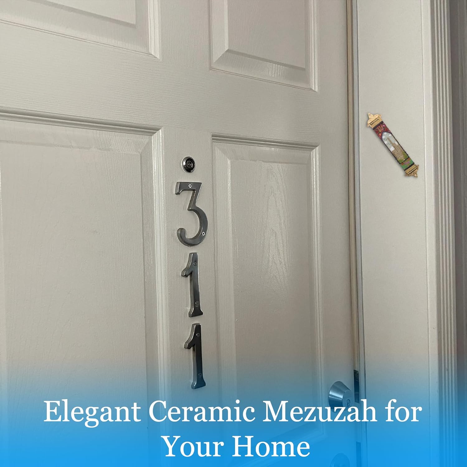 Majestic Giftware 4 Inch Ceramic Mezuzah Case with Mountains Design