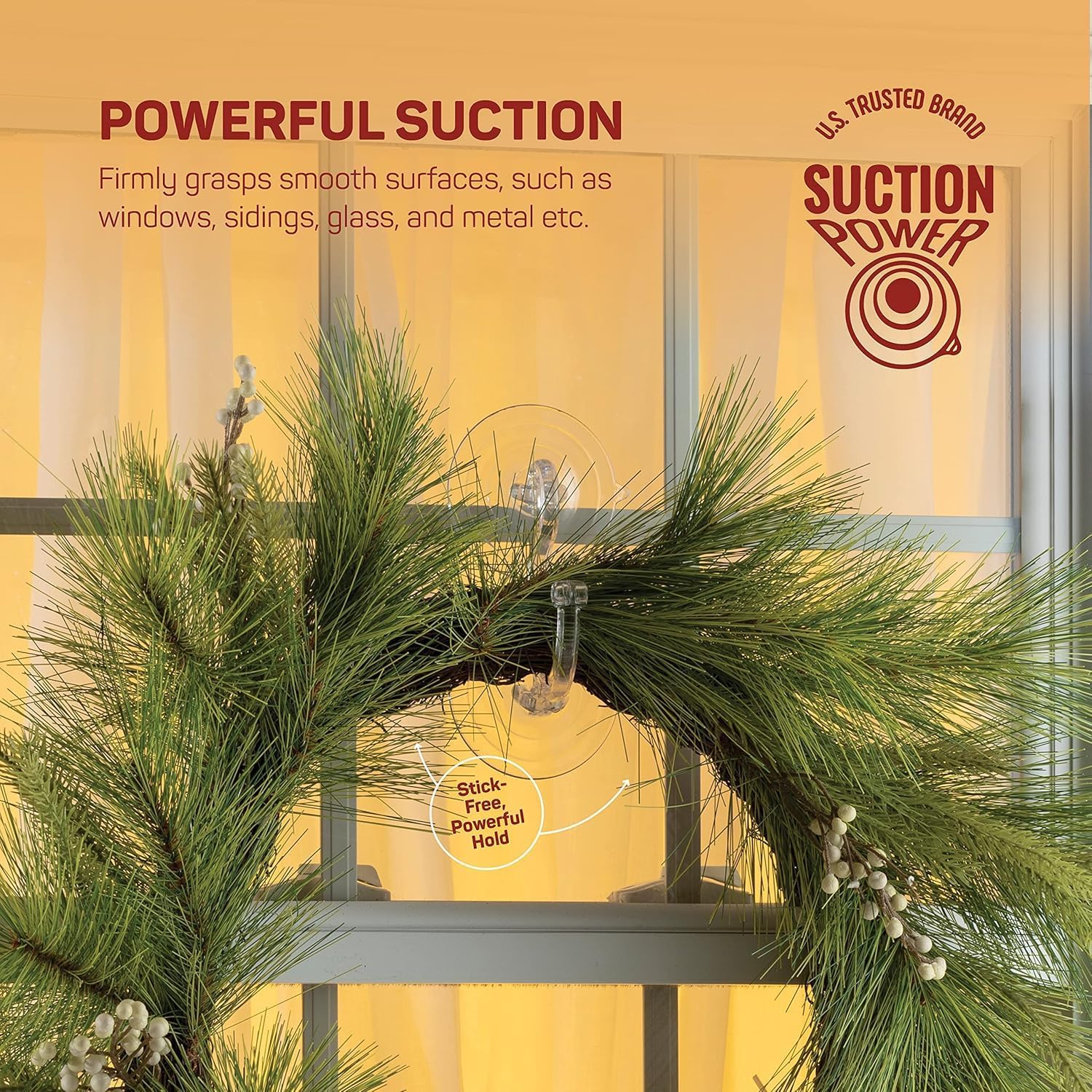 SEWANTA Giant Suction Wreath Hanger for Glass Doors