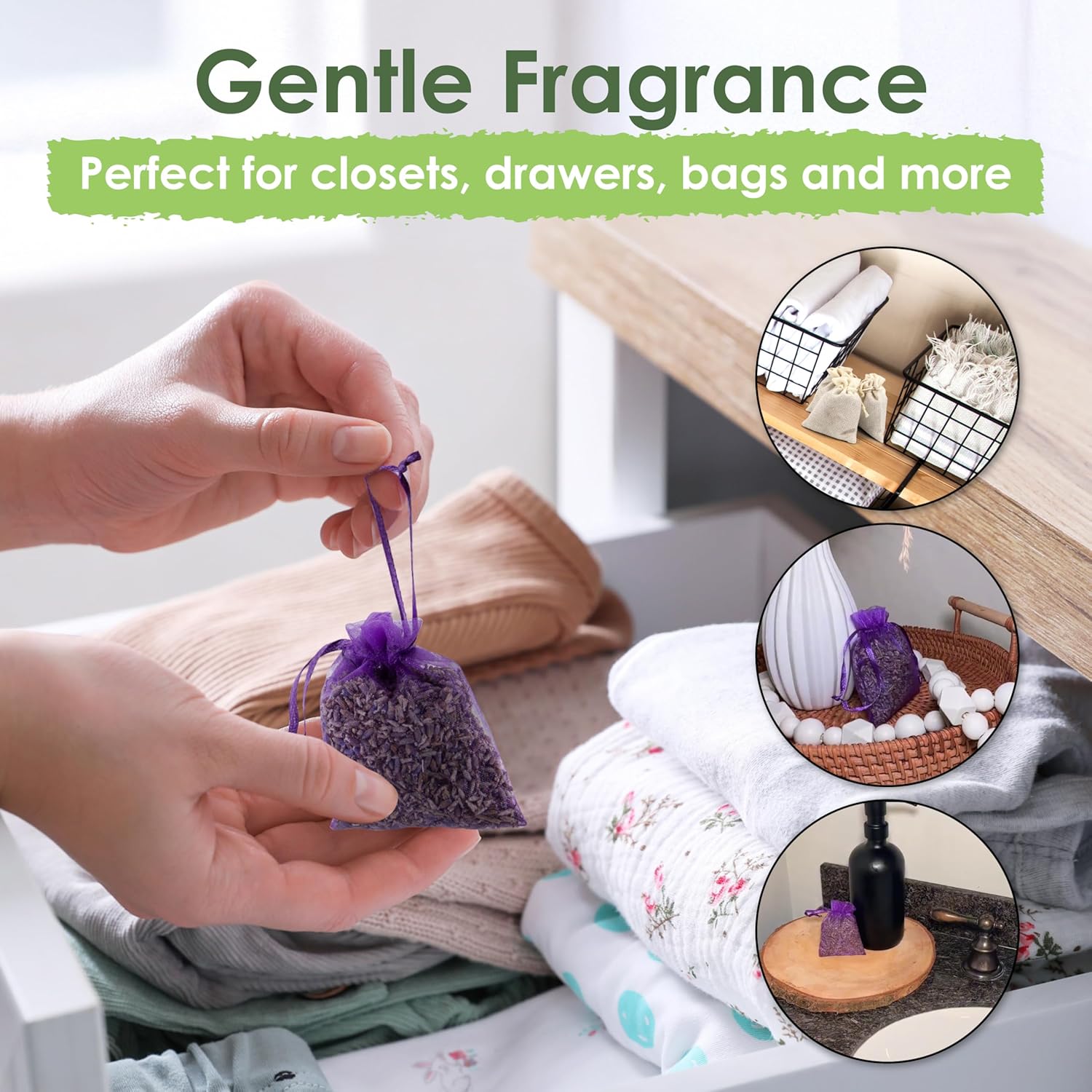 EcoKiwi Cedar Lavender Sachets 20 Pack for Home Freshness and Protection