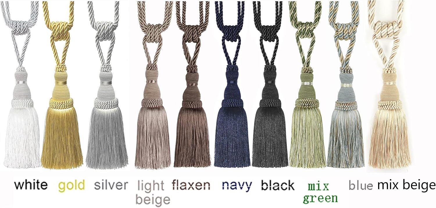 BEL AVENIR 2 Pack Curtain Tiebacks Tassel Drapery Holdbacks