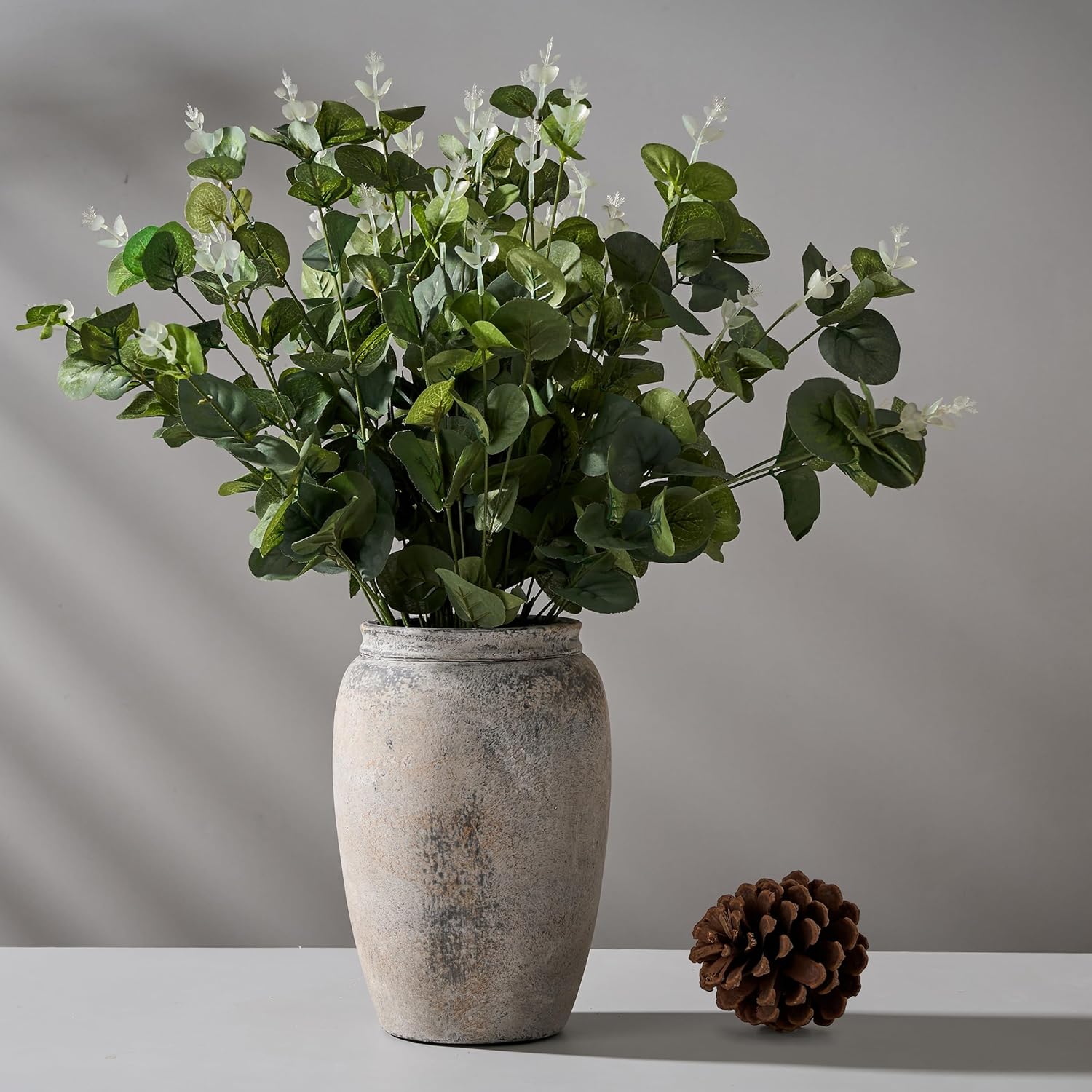 PORCER 82 Inch Gray Ceramic Vase for Home Decor