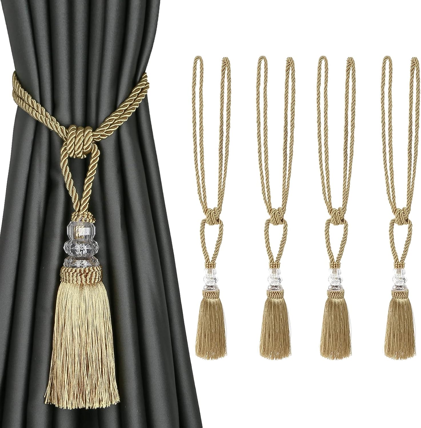 BEL AVENIR 4 Pack Crystal Curtain Holdbacks
