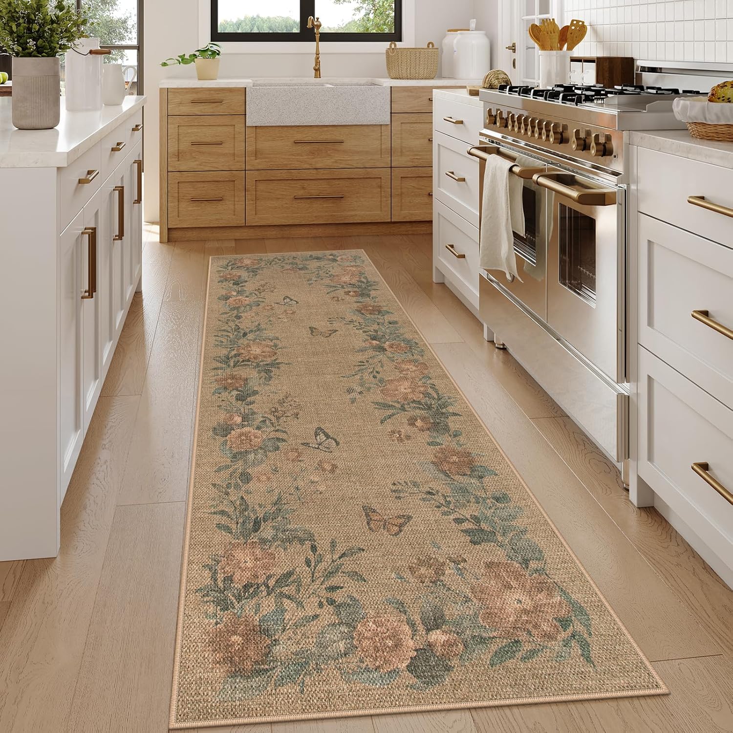 Lahome Floral Jute Style Rug Runner 2x8