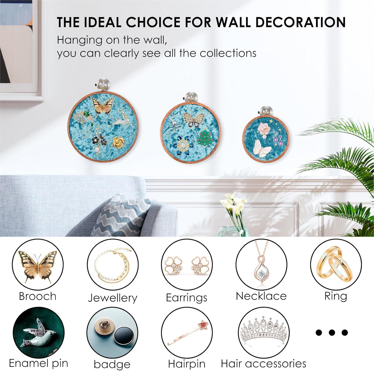 3Pcs Corduroy Pin Display Board Vintage Brooch Holder