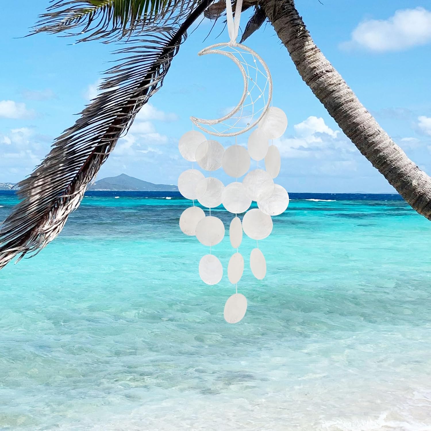 Pretty Jolly Small Outdoor Crescent Moon Woven Dream Catcher Wind Chimes