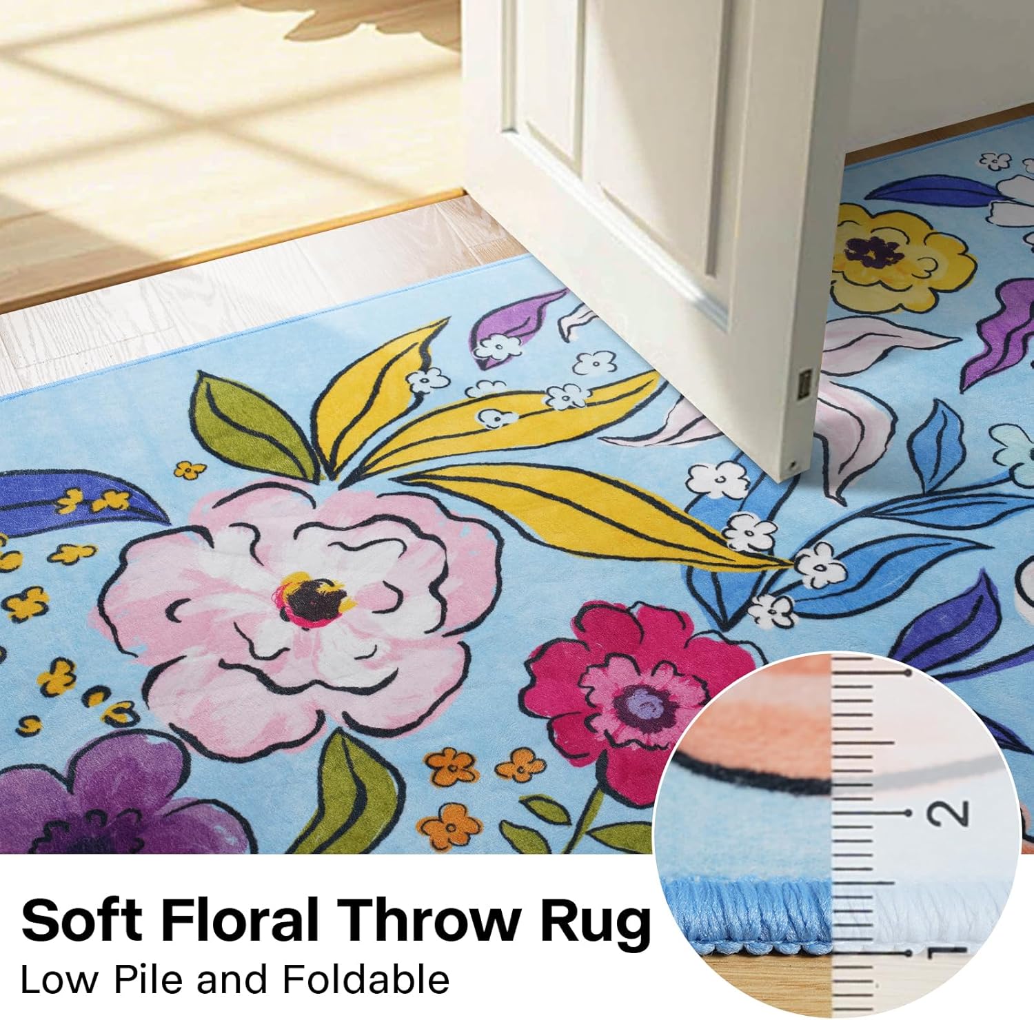 ST BRIDGE Floral Kitchen Runner Rug 2x6 Blue
