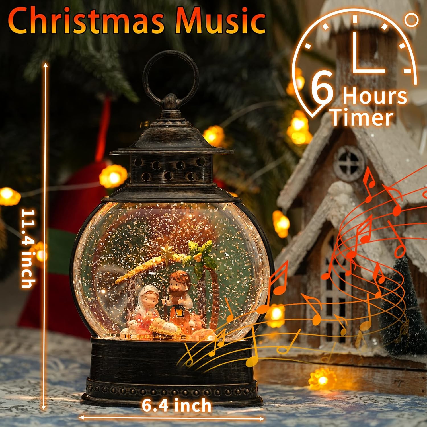 12 Inch Musical Lighted Nativity Snow Globe