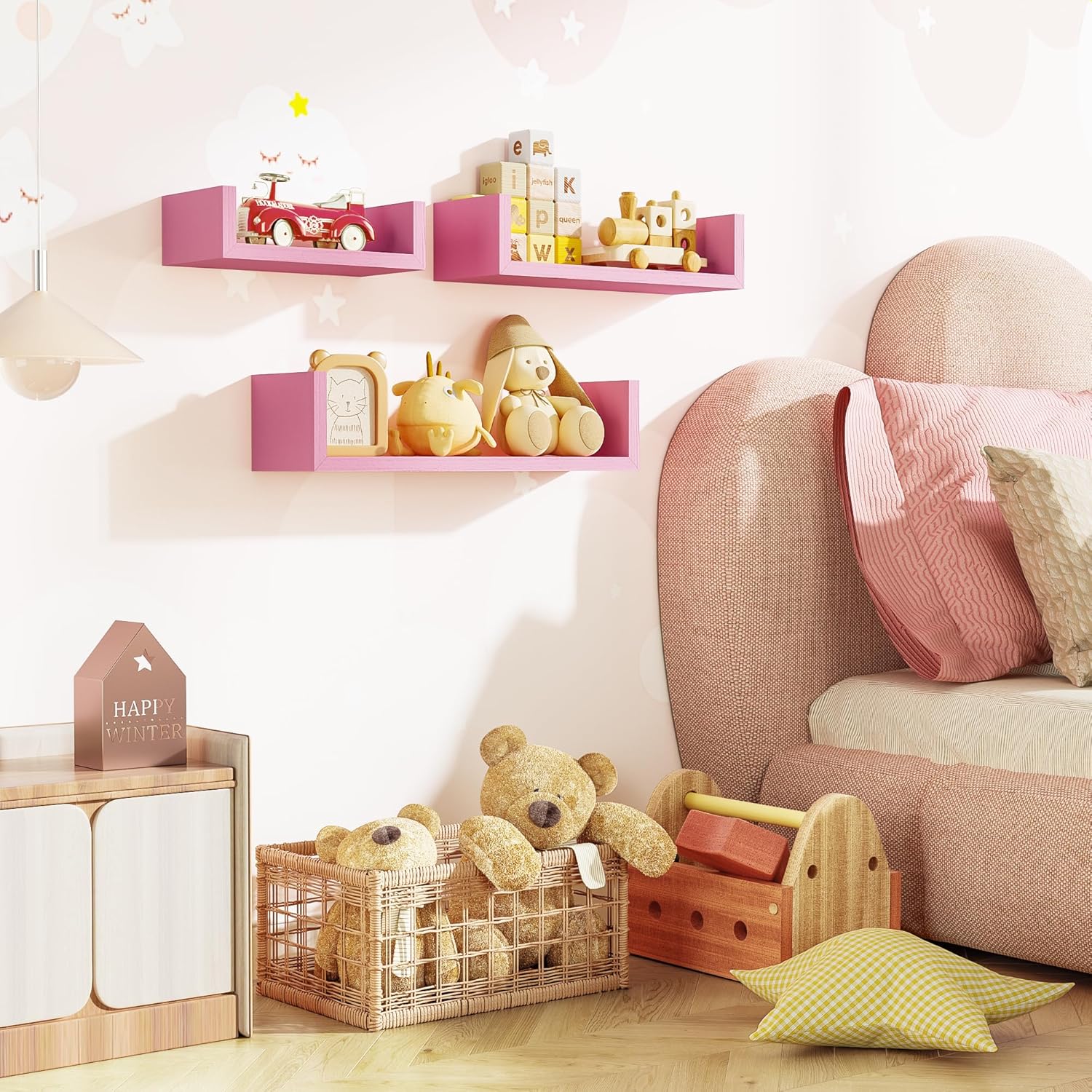SRIWATANA Pink Floating Wall Shelves