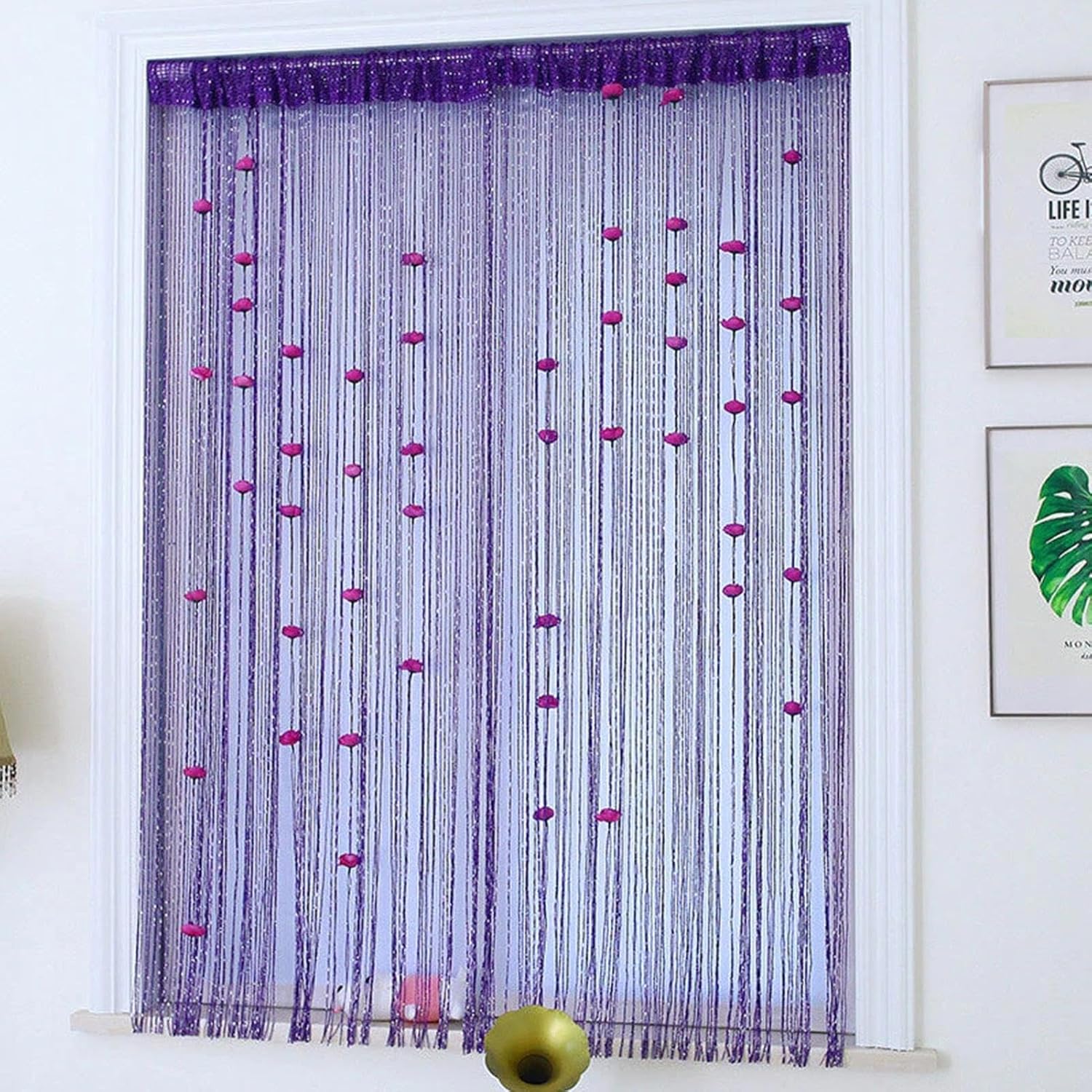 Generic Rose Thread Door Curtain 39x79 Inch Purple