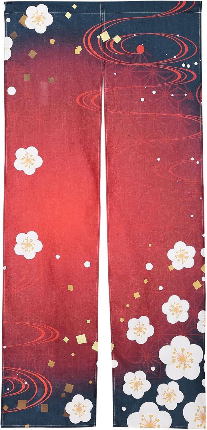 Plum Blossom Print Noren Door Curtain for Home Dcor