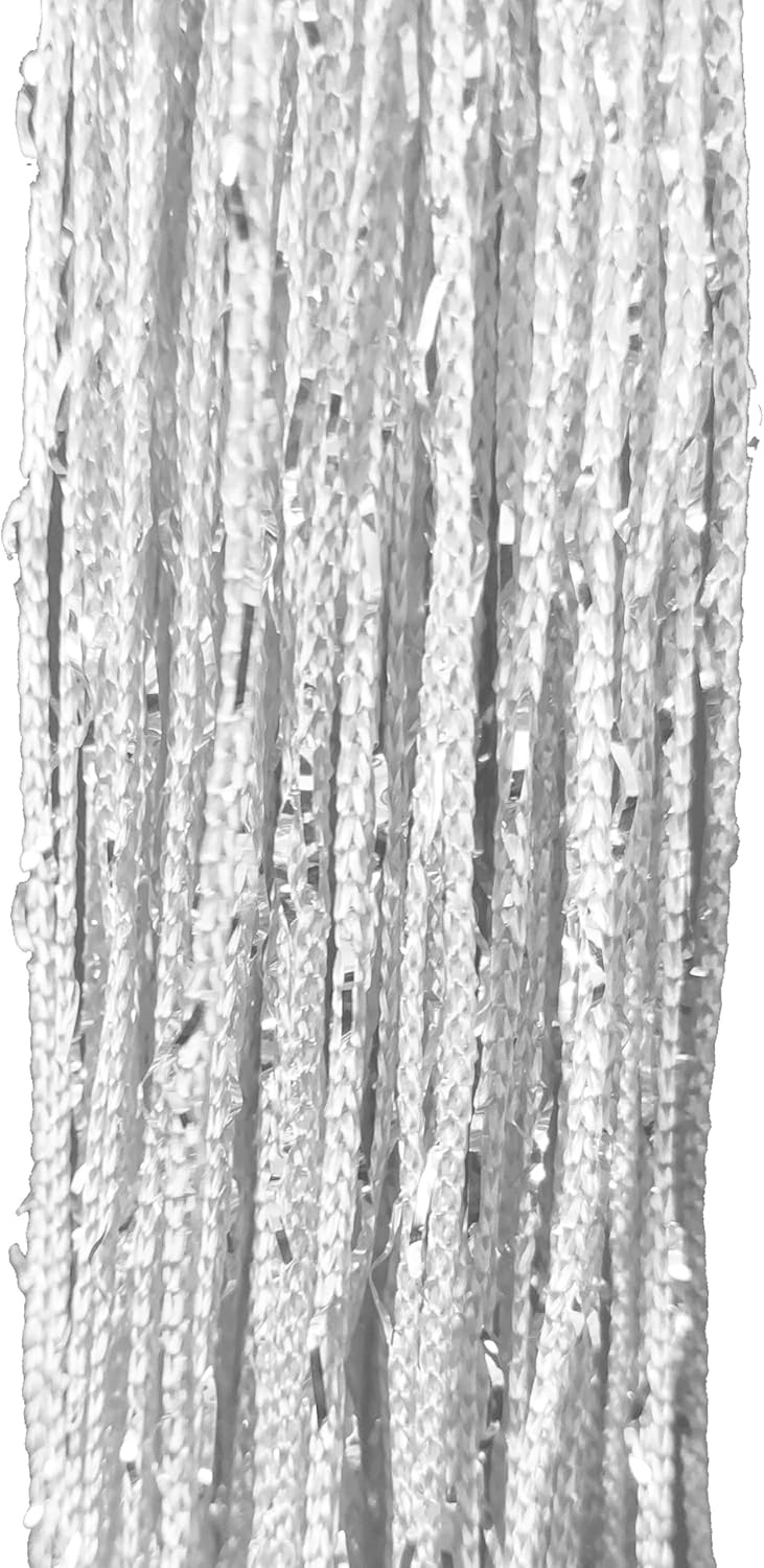 4 Piece White Beaded Curtain with Tassel Hanging Room Divider Decor Panel for Doors and Windows