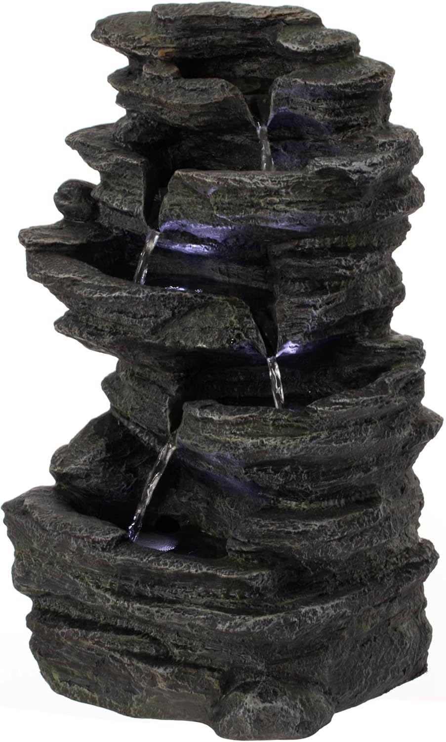 Cascading 5-Tier Electric Rock Water Fountain with LED Lights 18 In