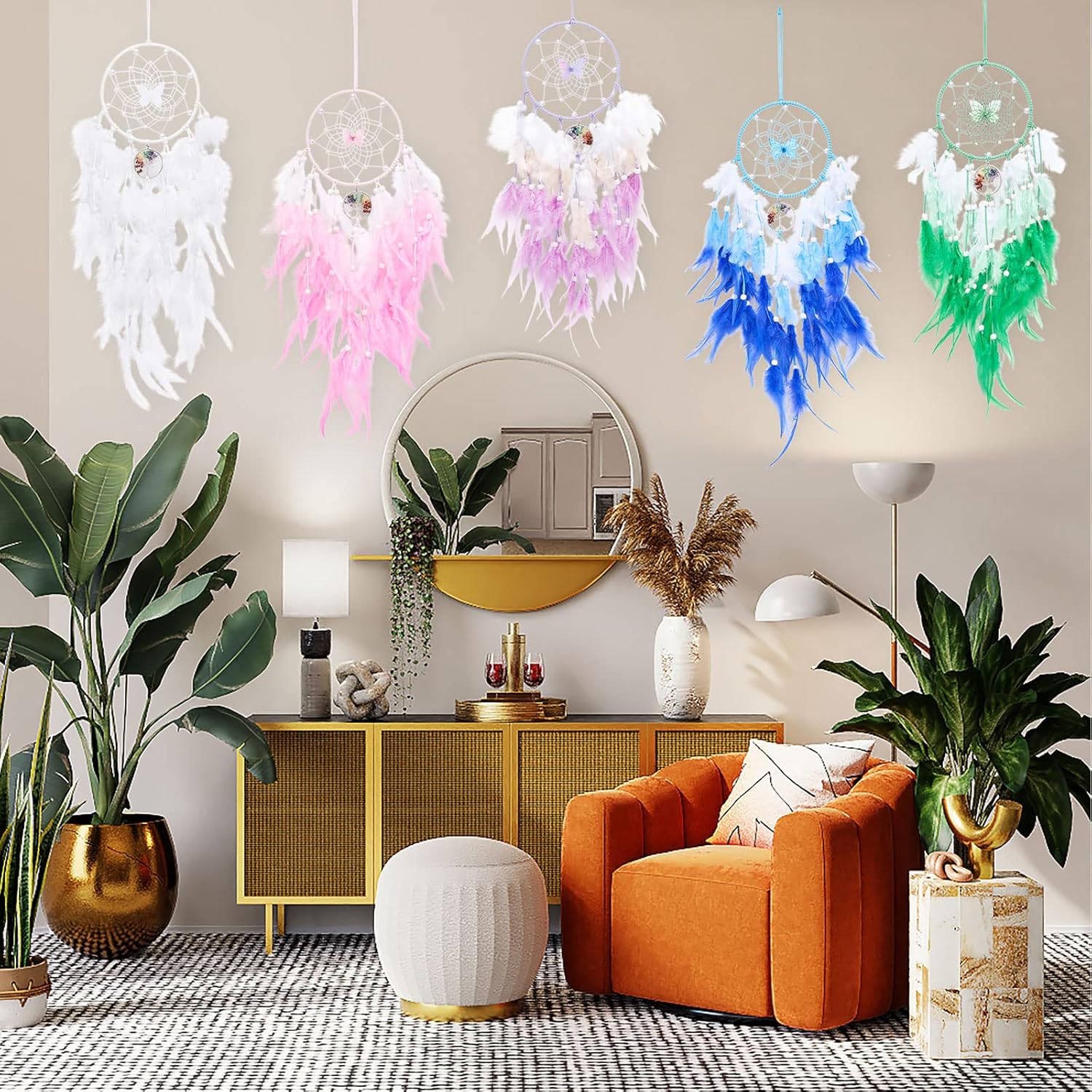 Dreamlike Butterfly Tree of Life Dream Catcher Wall Decor Purple Handmade Craft Gift