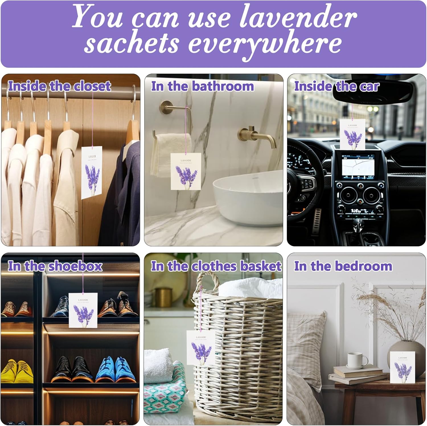 10 Pack Lavender Aromatic Sachets - Drawer Car Home Fresheners