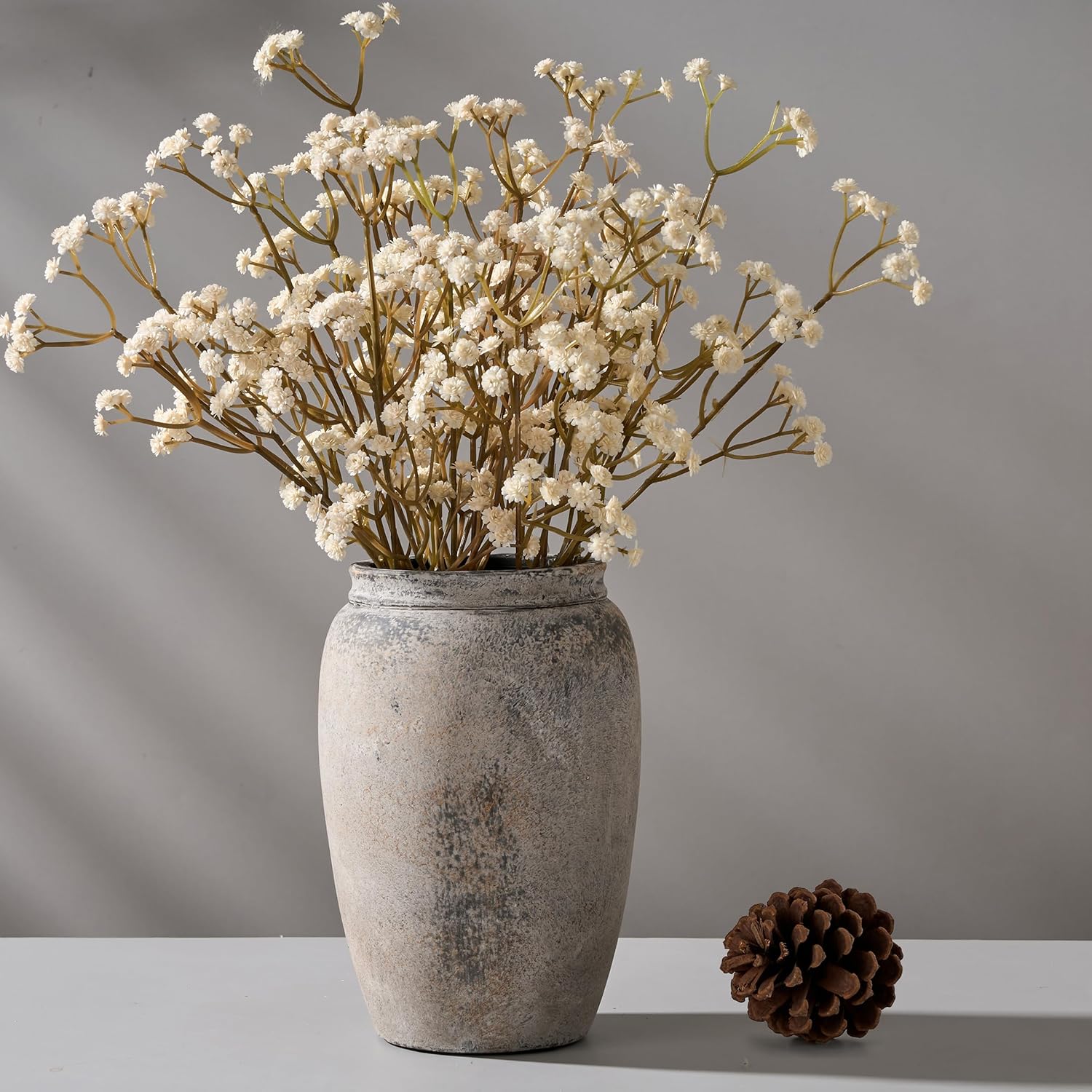 PORCER 82 Inch Gray Ceramic Vase for Home Decor