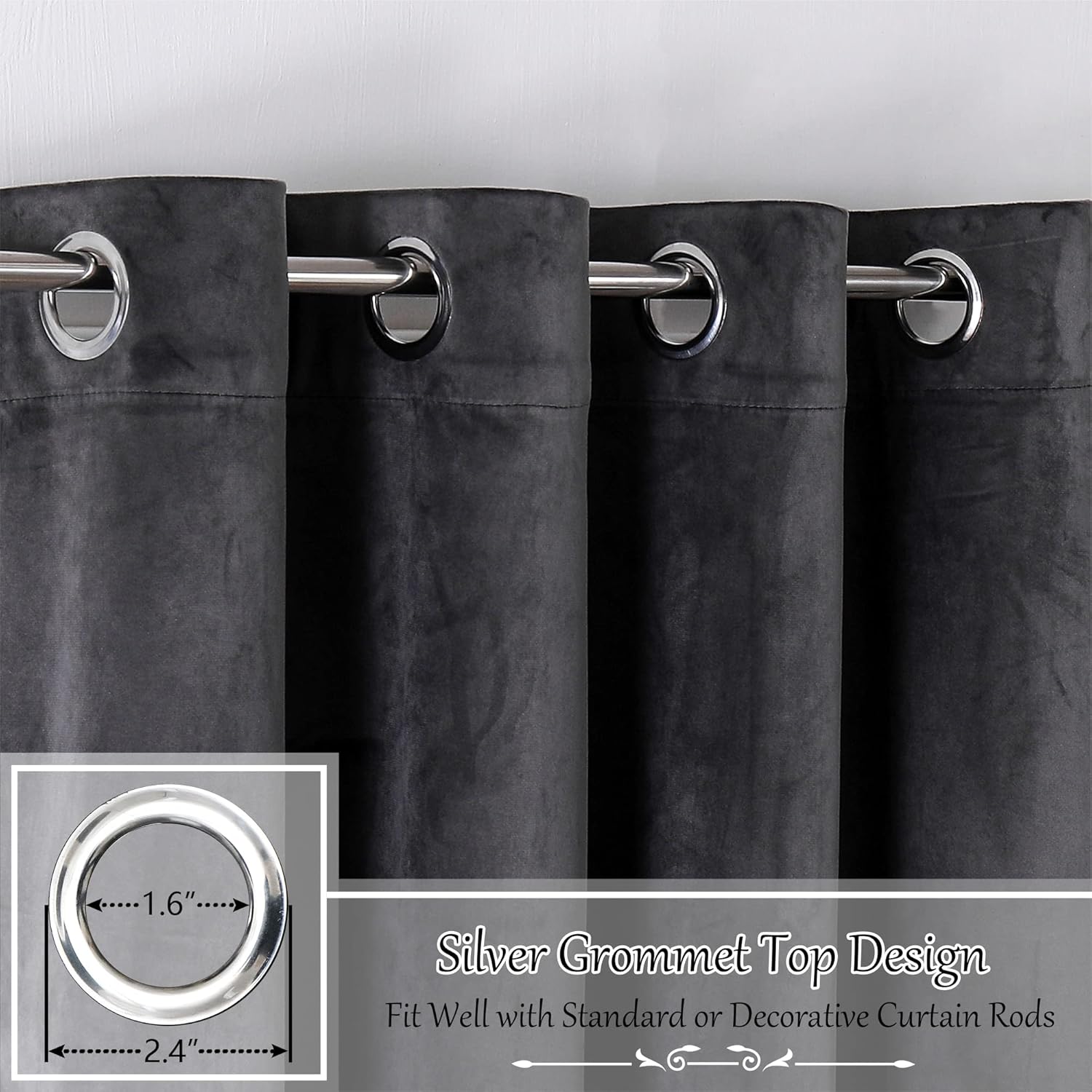 Victree Room Divider Curtain 9ft x 7ft Dark Grey