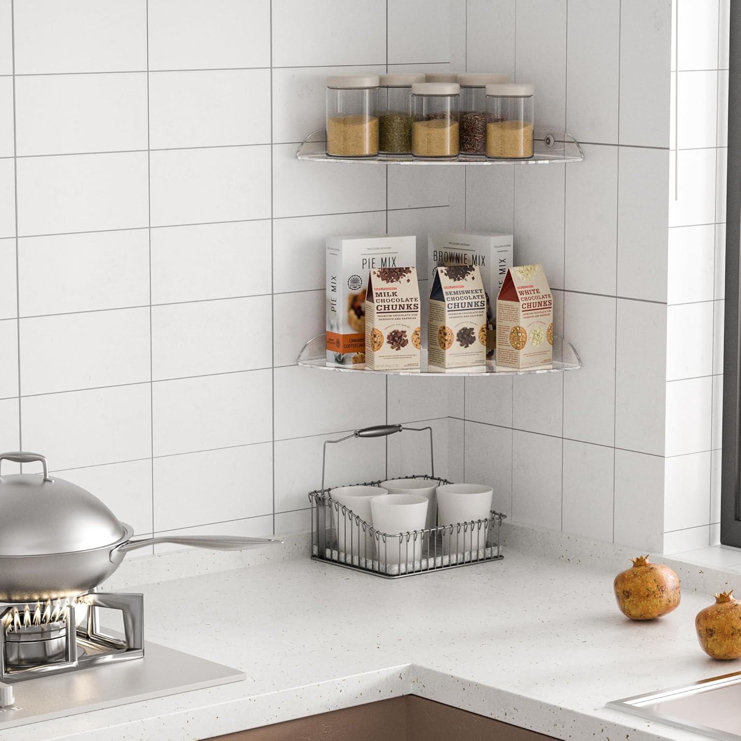 95x95 Inch Acrylic Corner Floating Shelf Set of 2