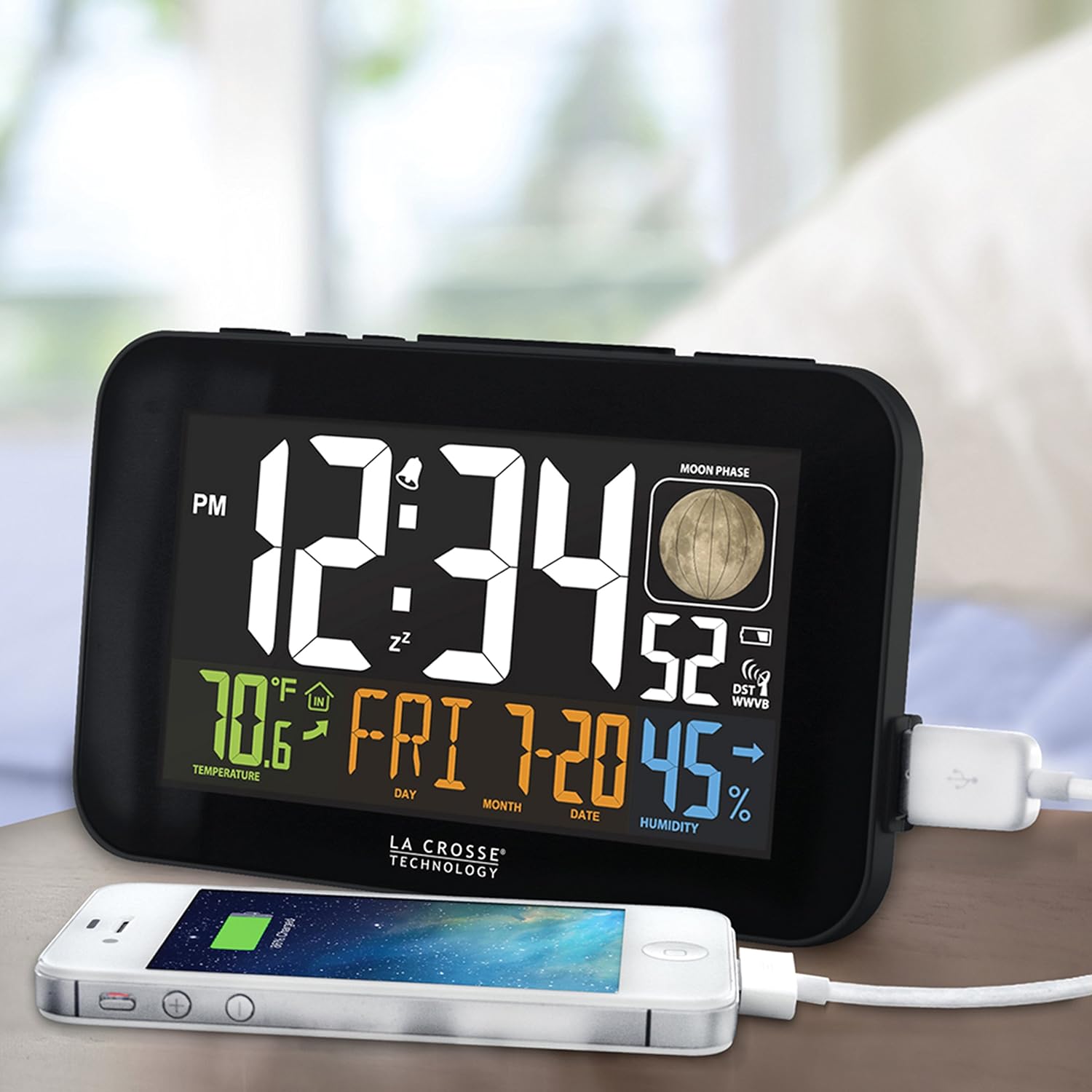 La Crosse Technology Atomic Color Alarm Clock with USB Charging