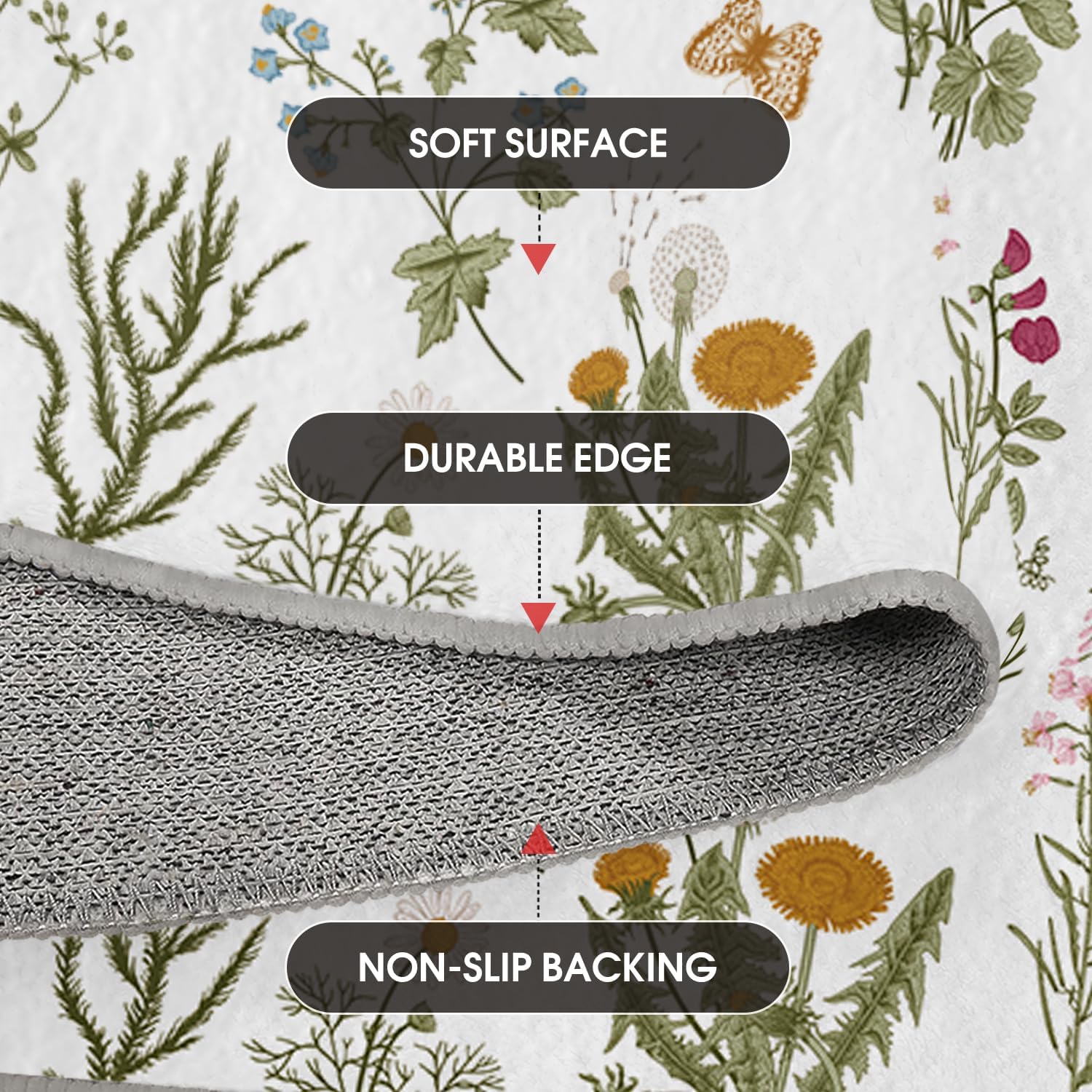 Artoid Mode Wild Floral Antique Herbs Runner Rug