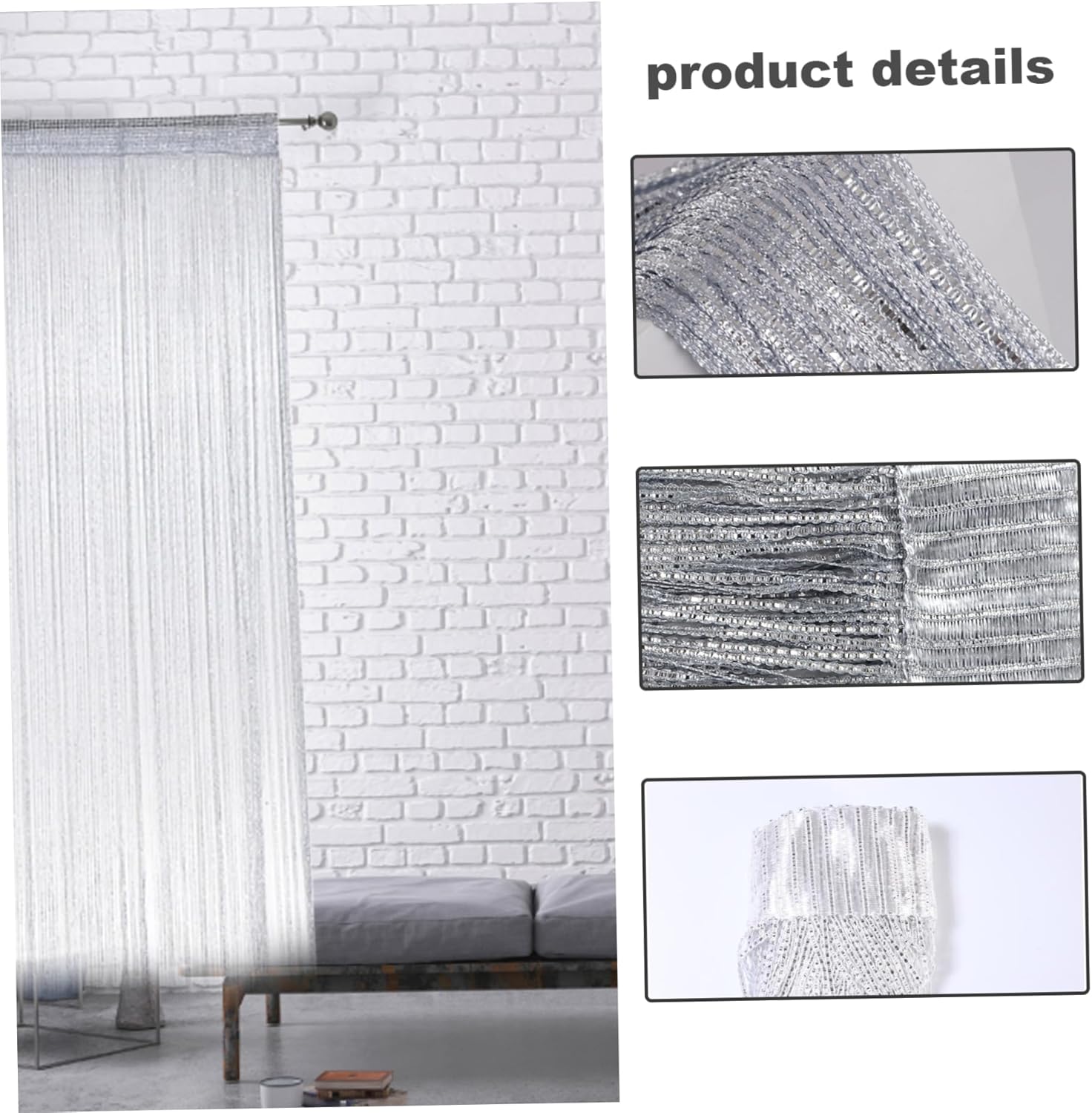Fly Curtain Beaded Door Curtain 79x39 Inch Grey Door Screen