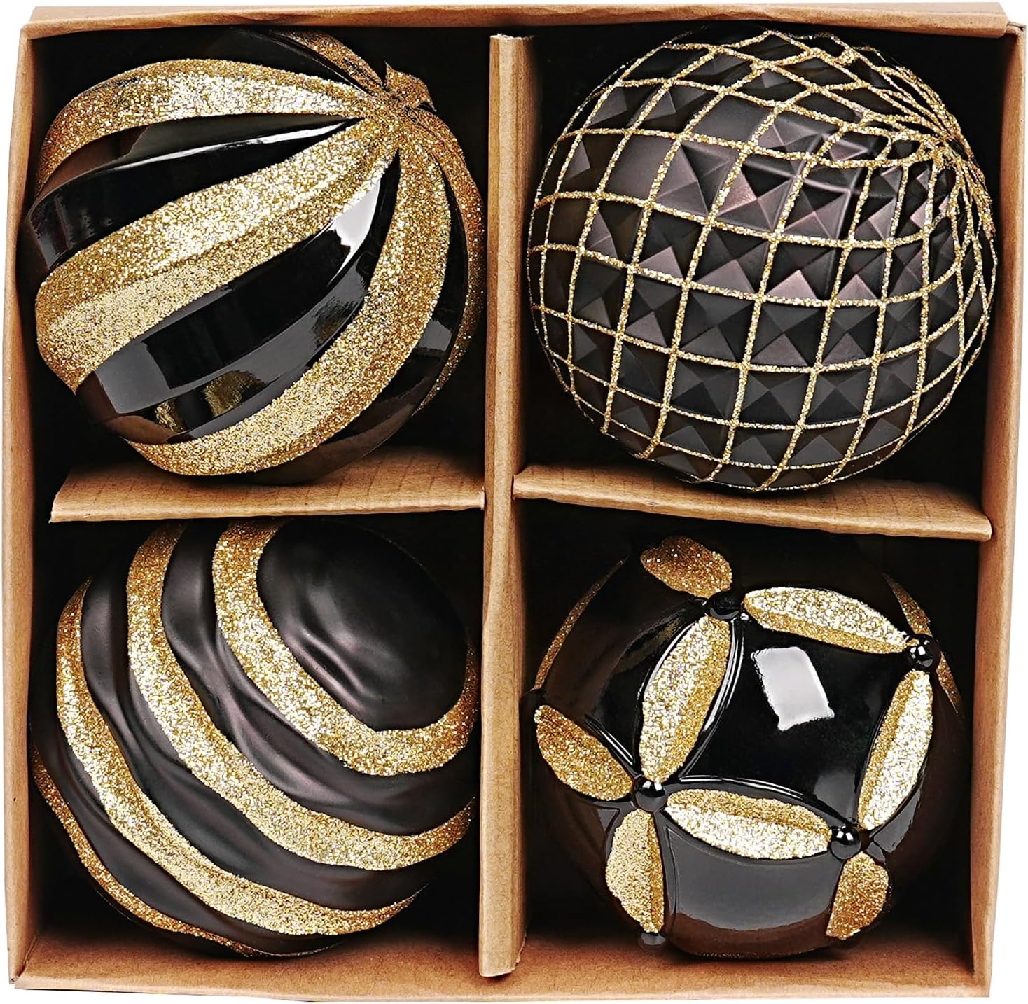 4 Piece Christmas Ornament Set for Tree and Holiday Decor