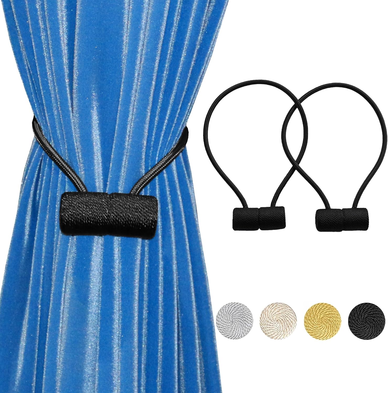 2 Pack Magnetic Curtain Tiebacks 16 Inch Black