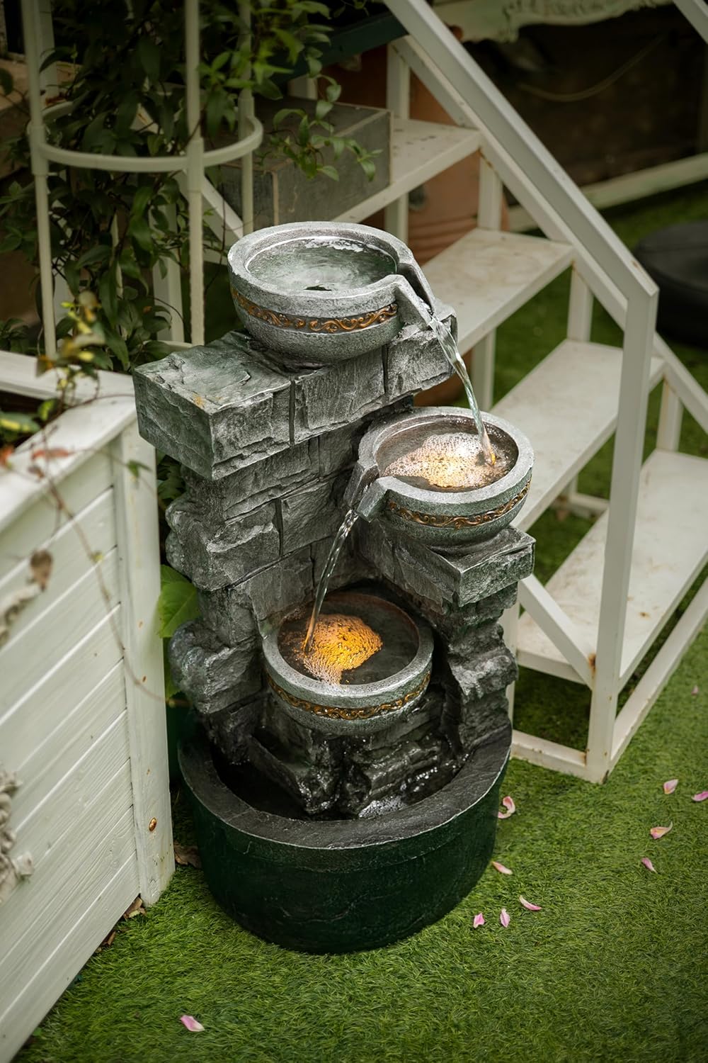 Cheng Pin 3 Tiered Resin Waterfall Fountain