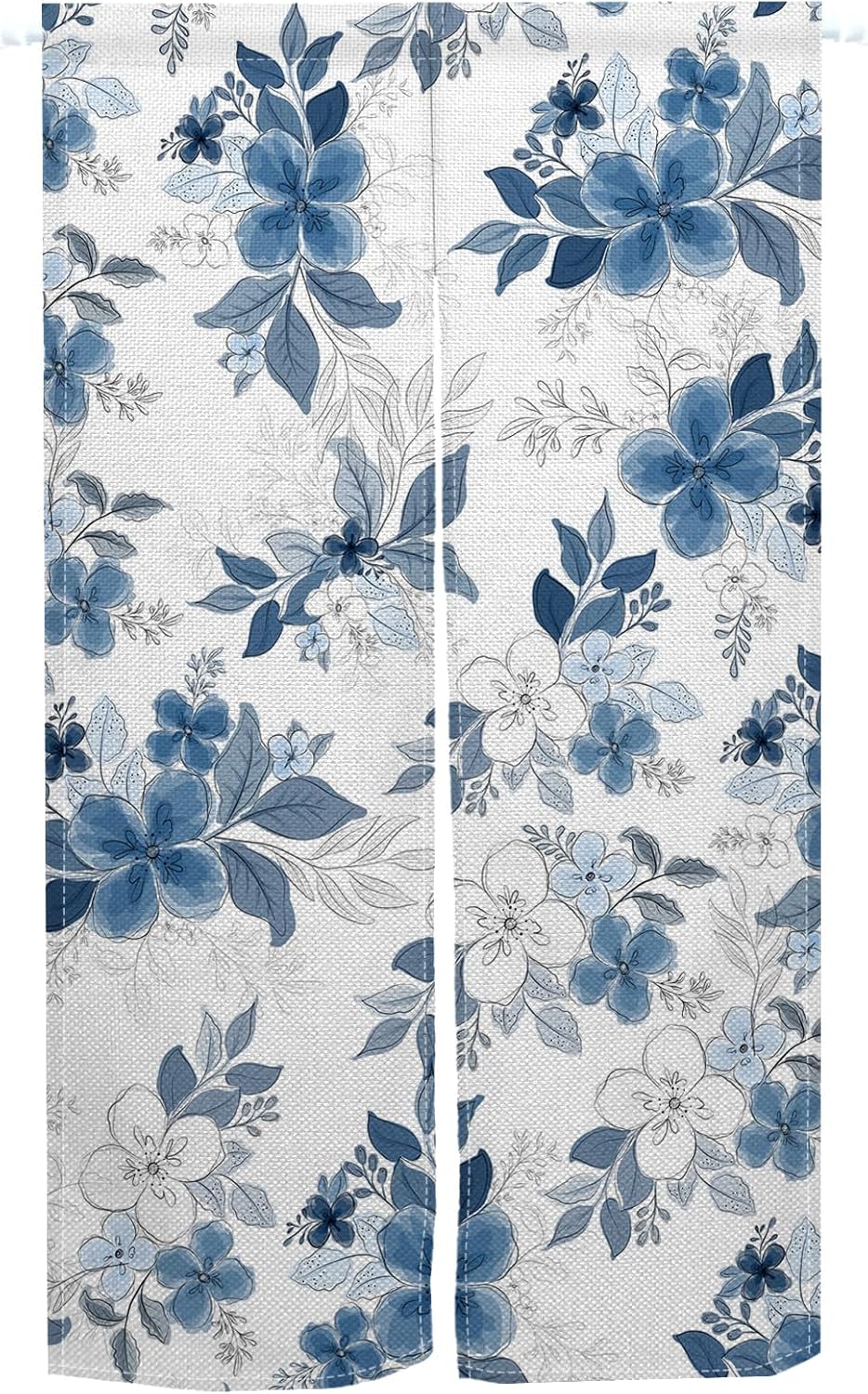 Blue Floral Noren Curtain for Home Decor