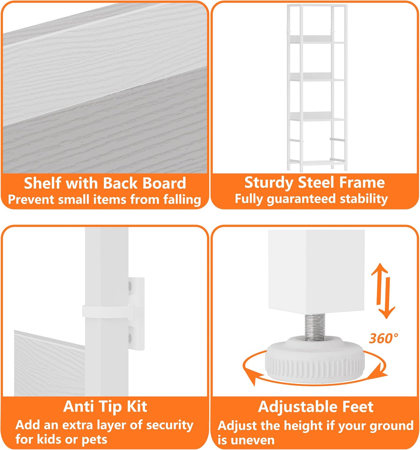 Furnulem 4-Tier Corner Bookshelf with Drawers