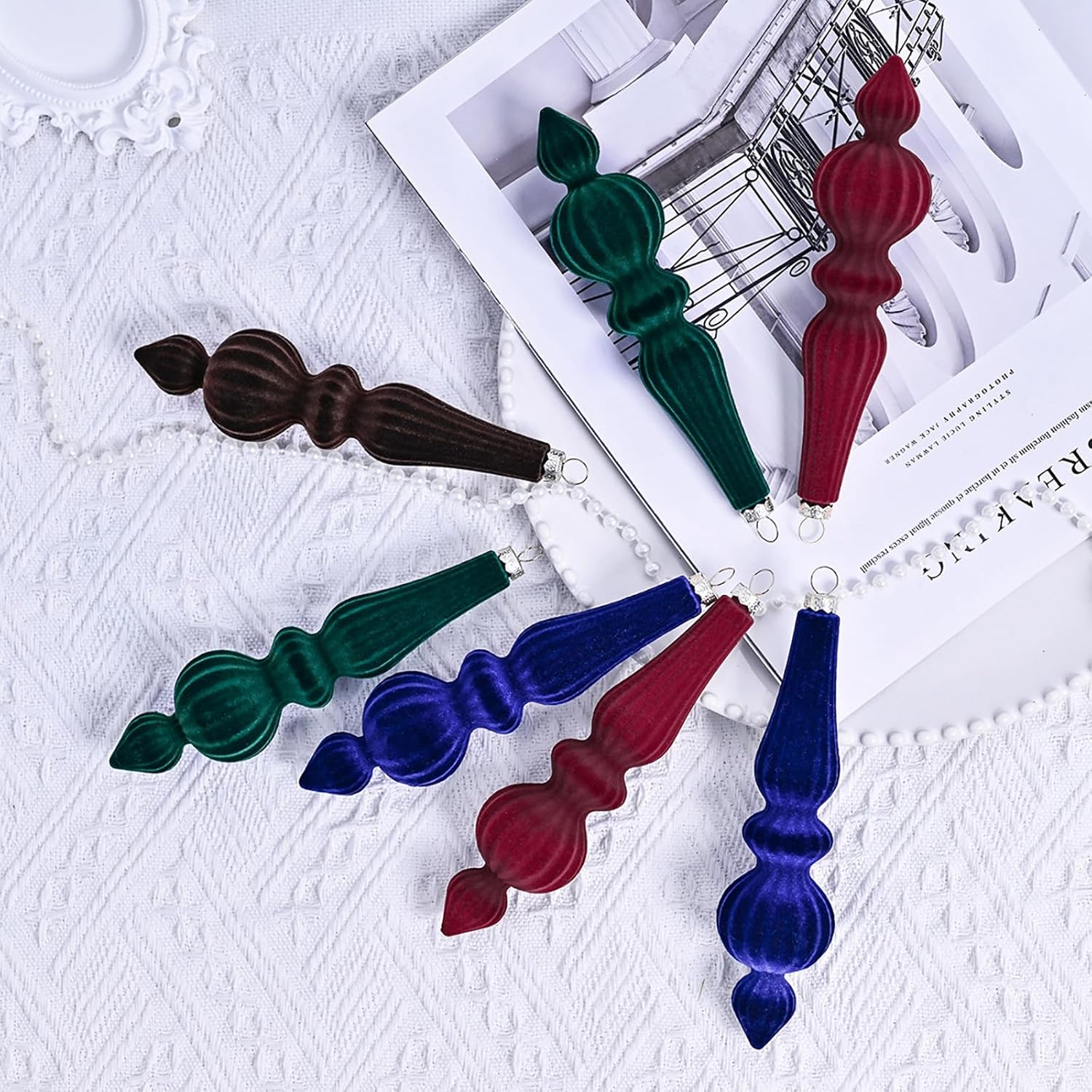 Ochine 6Pcs Shatterproof Christmas Finial Drop Ornaments
