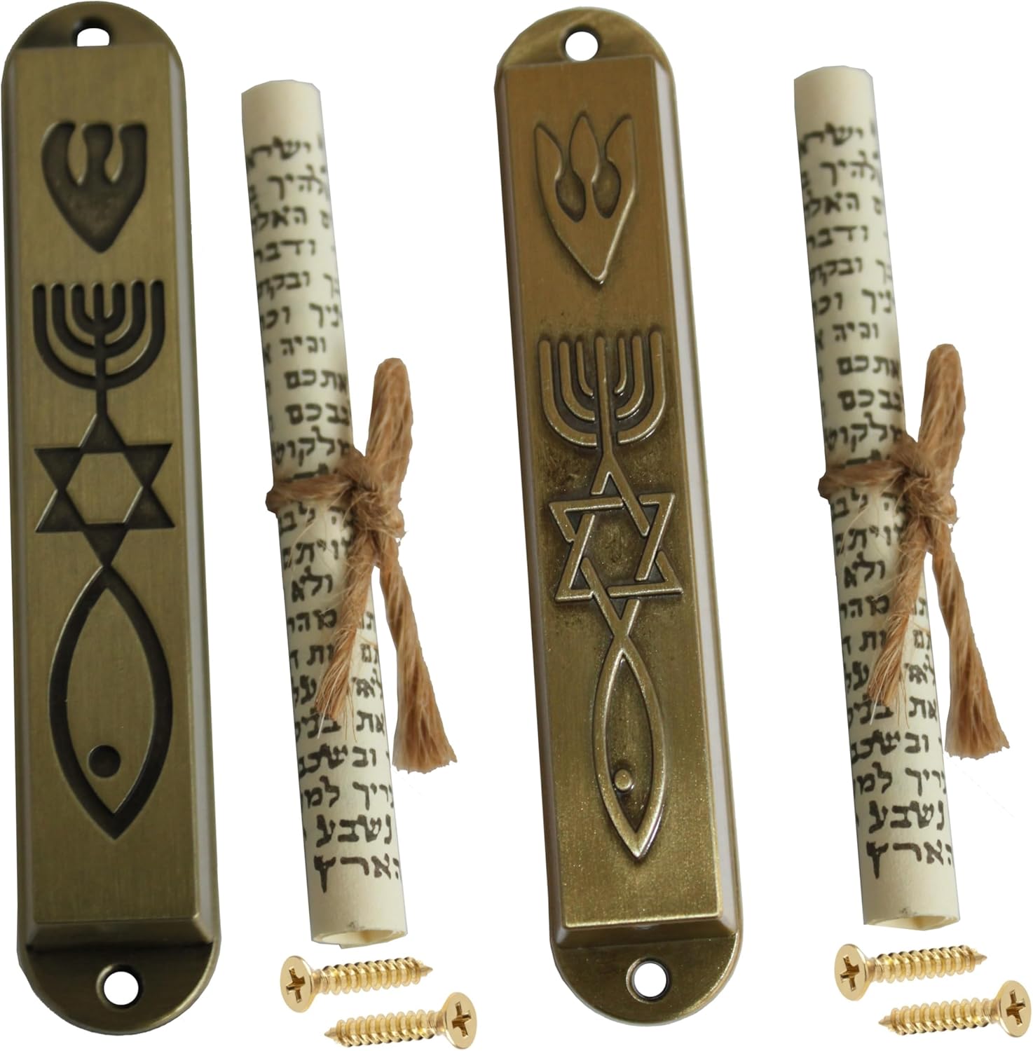 Holy Land Market Bronze Mezuzah Cases Pair
