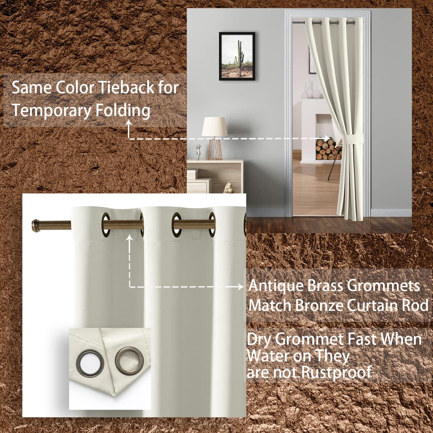 SHINELAND Door Curtain 52x80 Inch Vintage Design