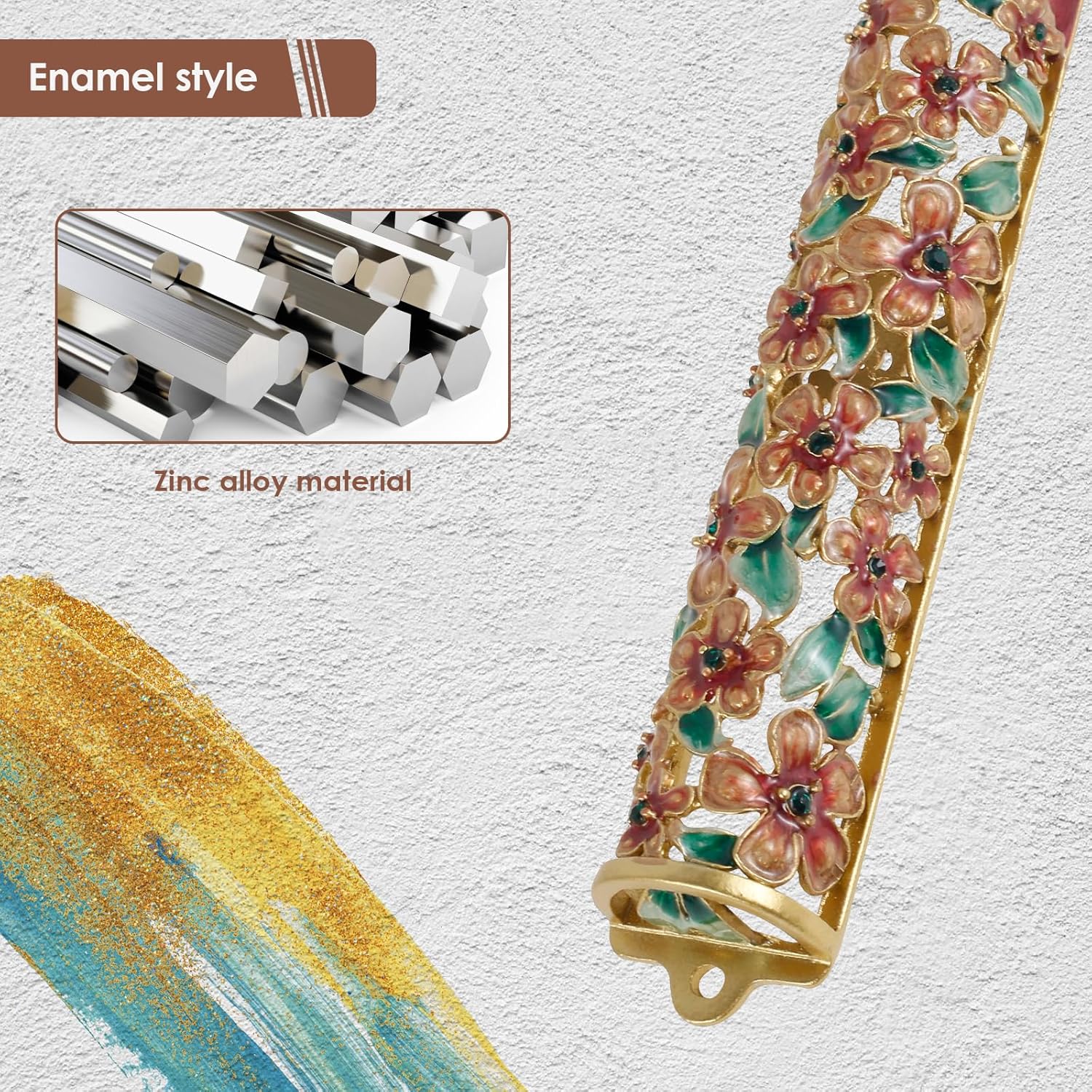 Hand Painted Golden Mezuzah Decorative Zinc Alloy Enamel Mezuzah Easy Install