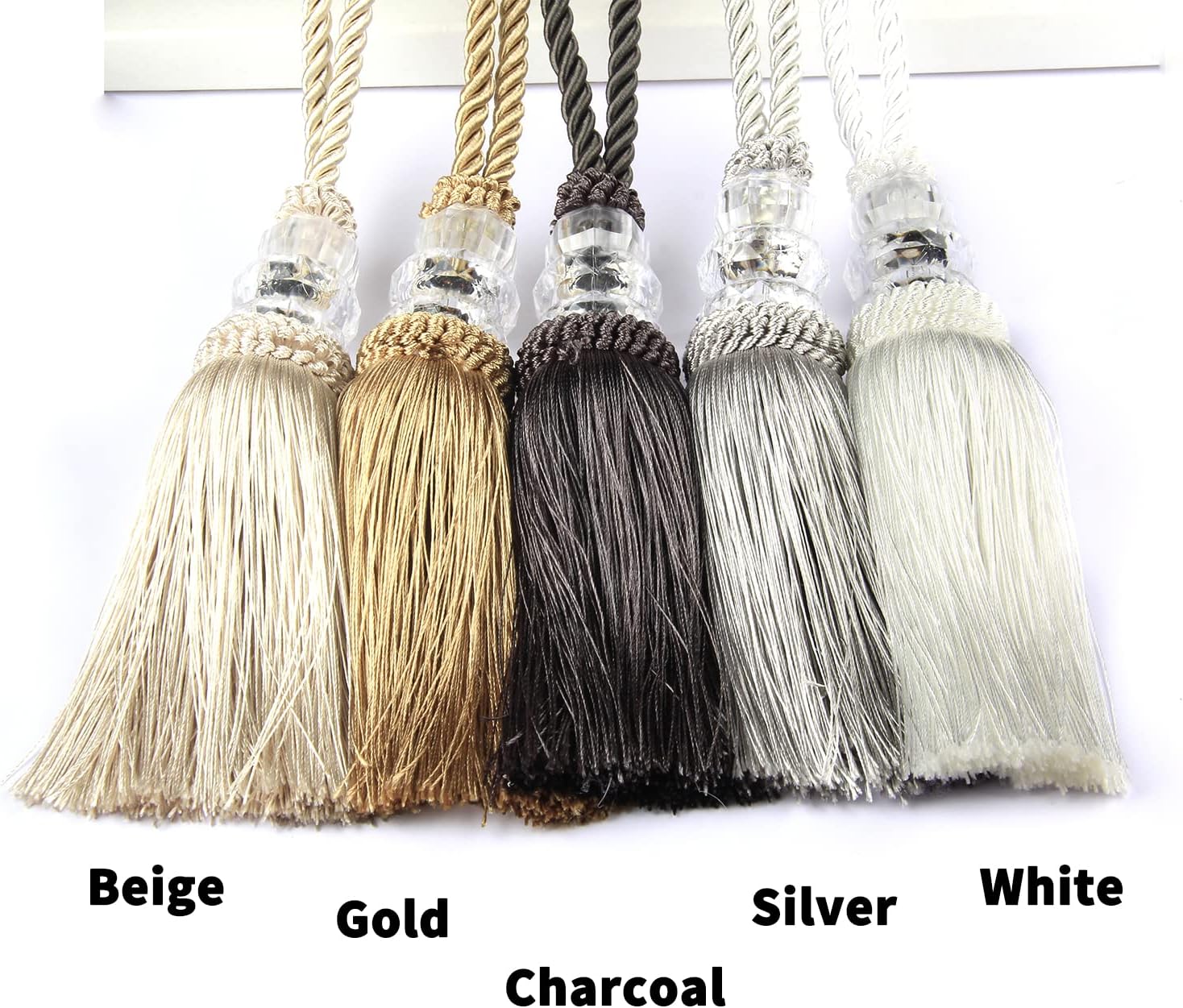 Modern Curtain Tiebacks with Tassel 2 Pack Charcoal