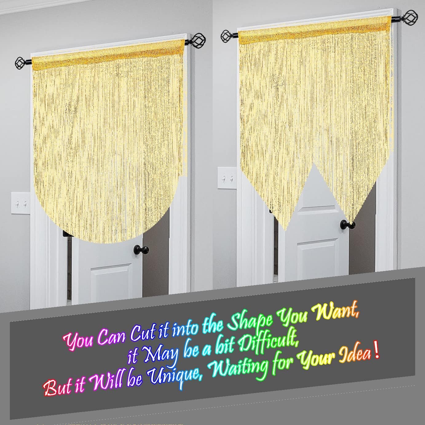 Gold Beaded Curtain for Doorway and Room Divider