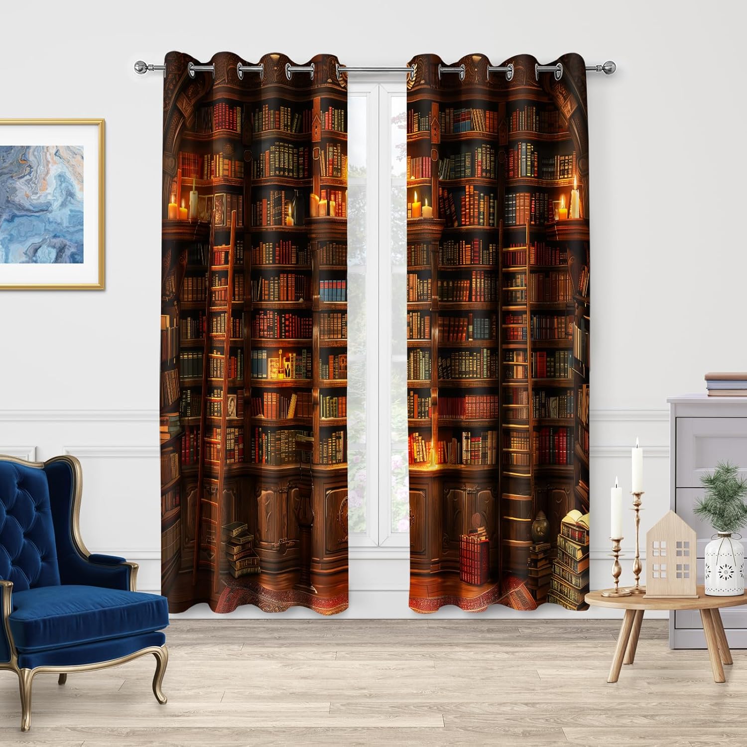 Jekeno Vintage Bookshelf Curtains 2 Panel Set 42x54