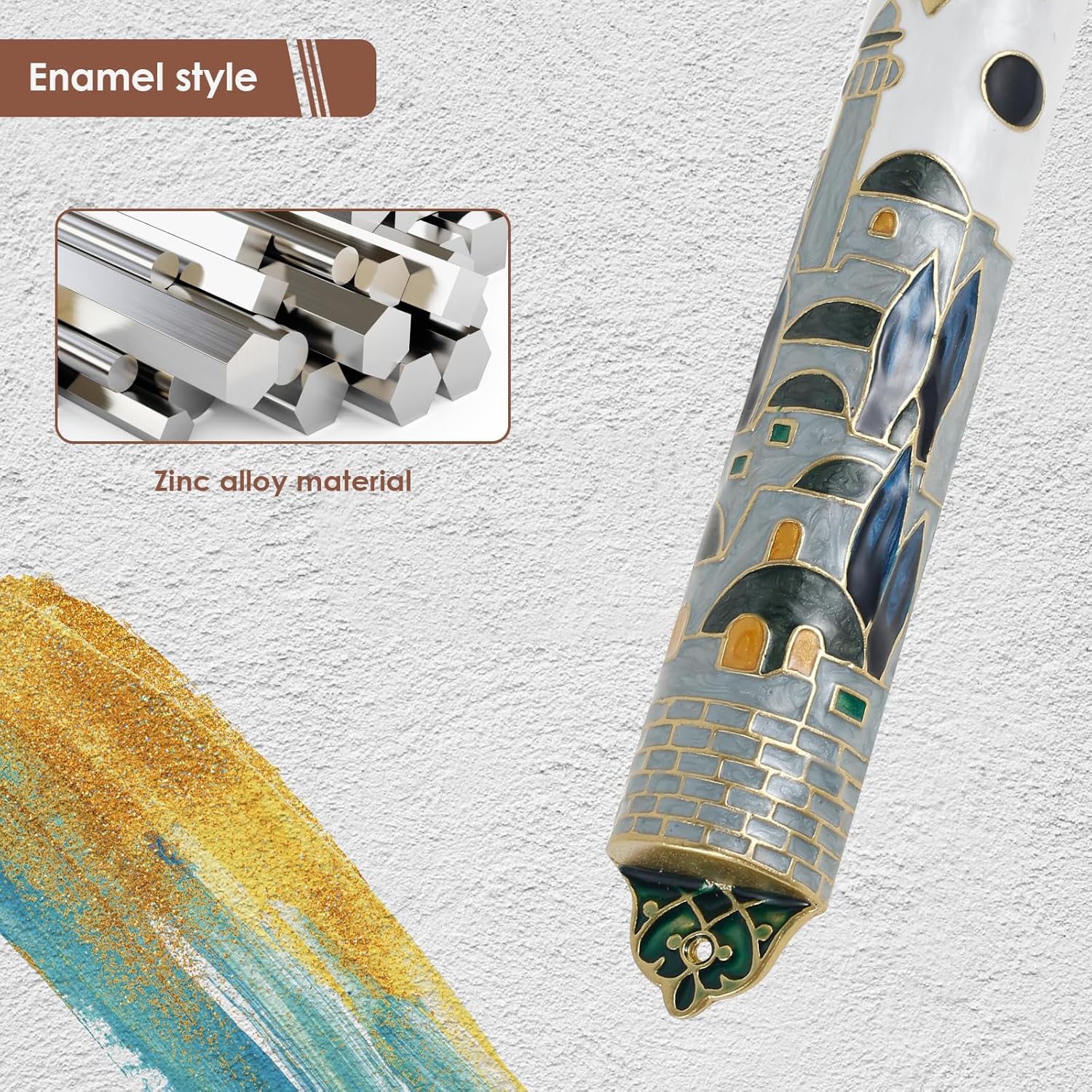 Hand Painted Mezuzah Zinc Alloy Enamel Decorative Mezuzah Colorful