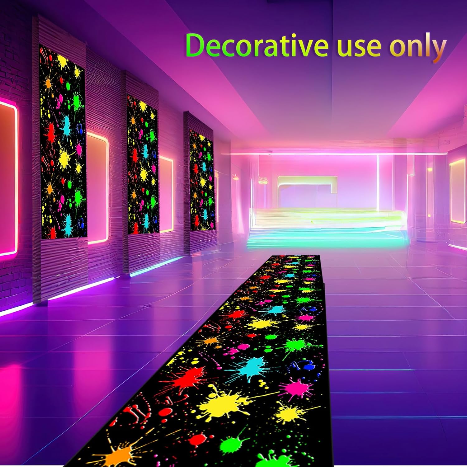 Haull Neon Dance Floor Glow in the Dark Runner UV Reactive Blacklight Party Decor