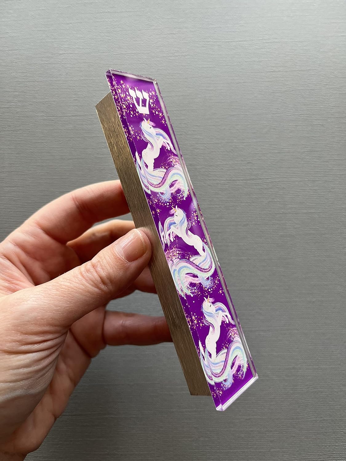 Childrens Mezuzah Scroll Case with Unicorn Design