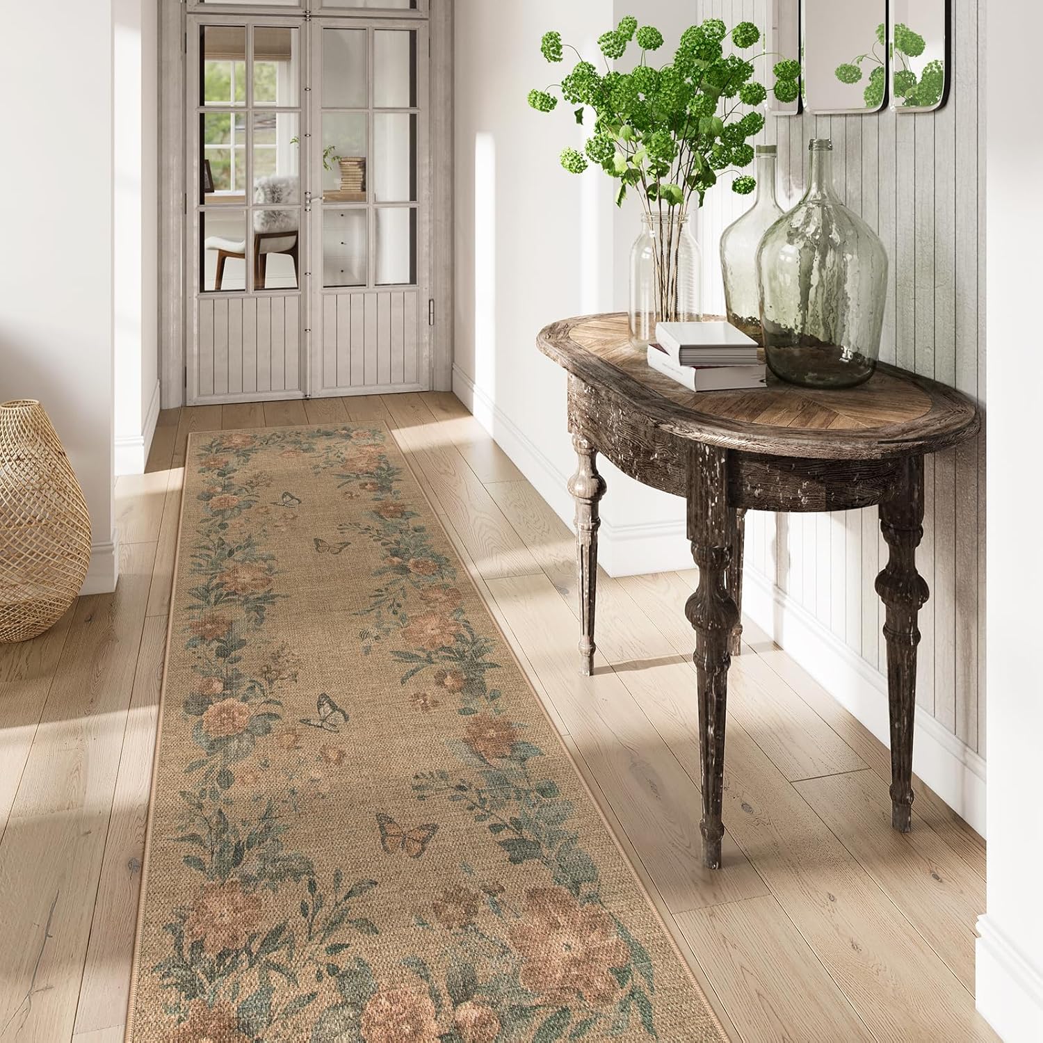 Lahome Floral Jute Style Rug Runner 2x8