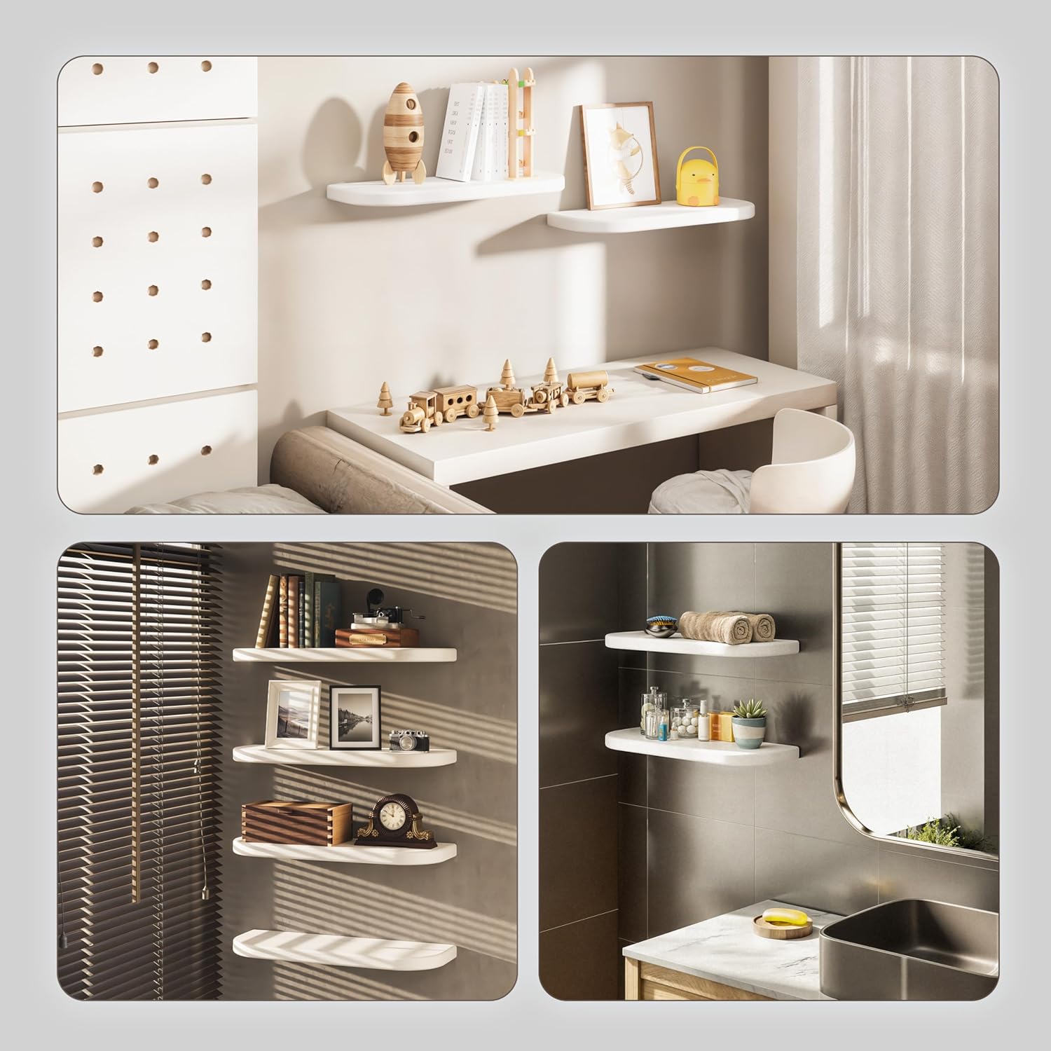 BATODA Set of 2 17 Inch White Floating Shelves Wall Mounted