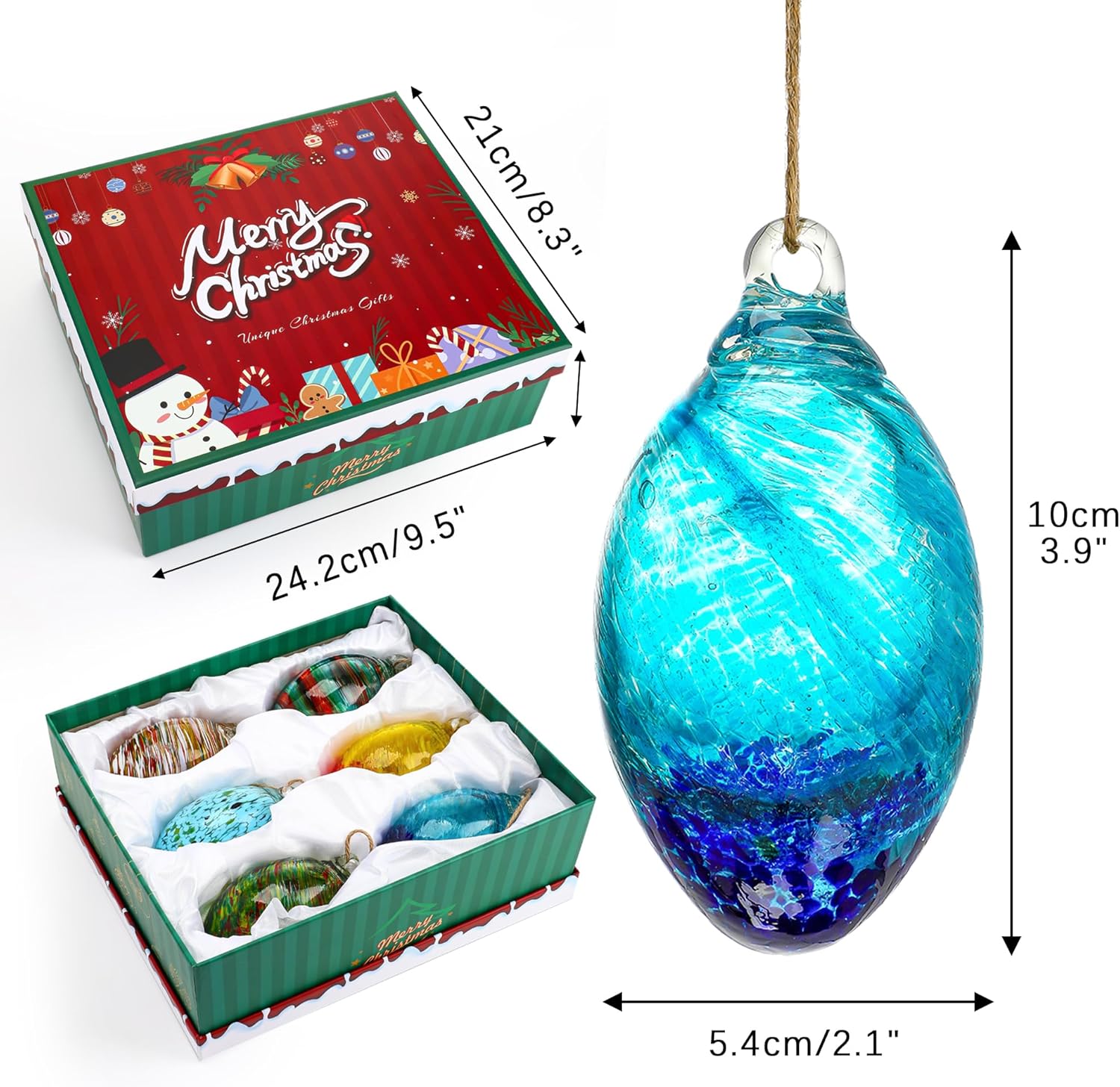 7 Chakra Healing Glass Egg Ornaments with LED Stand 6pcs