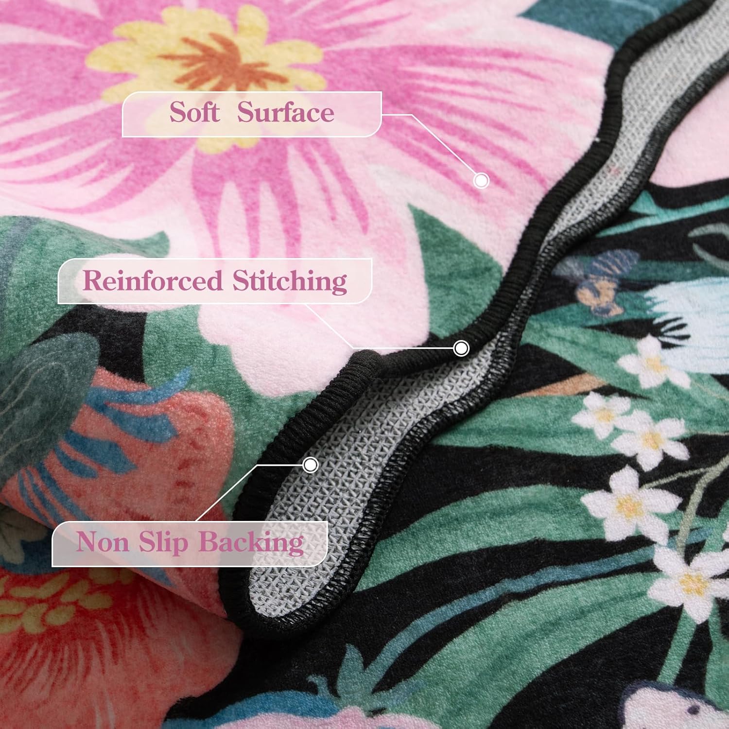 Floral 2x6 Washable Rug Runner with Non-Slip Backing