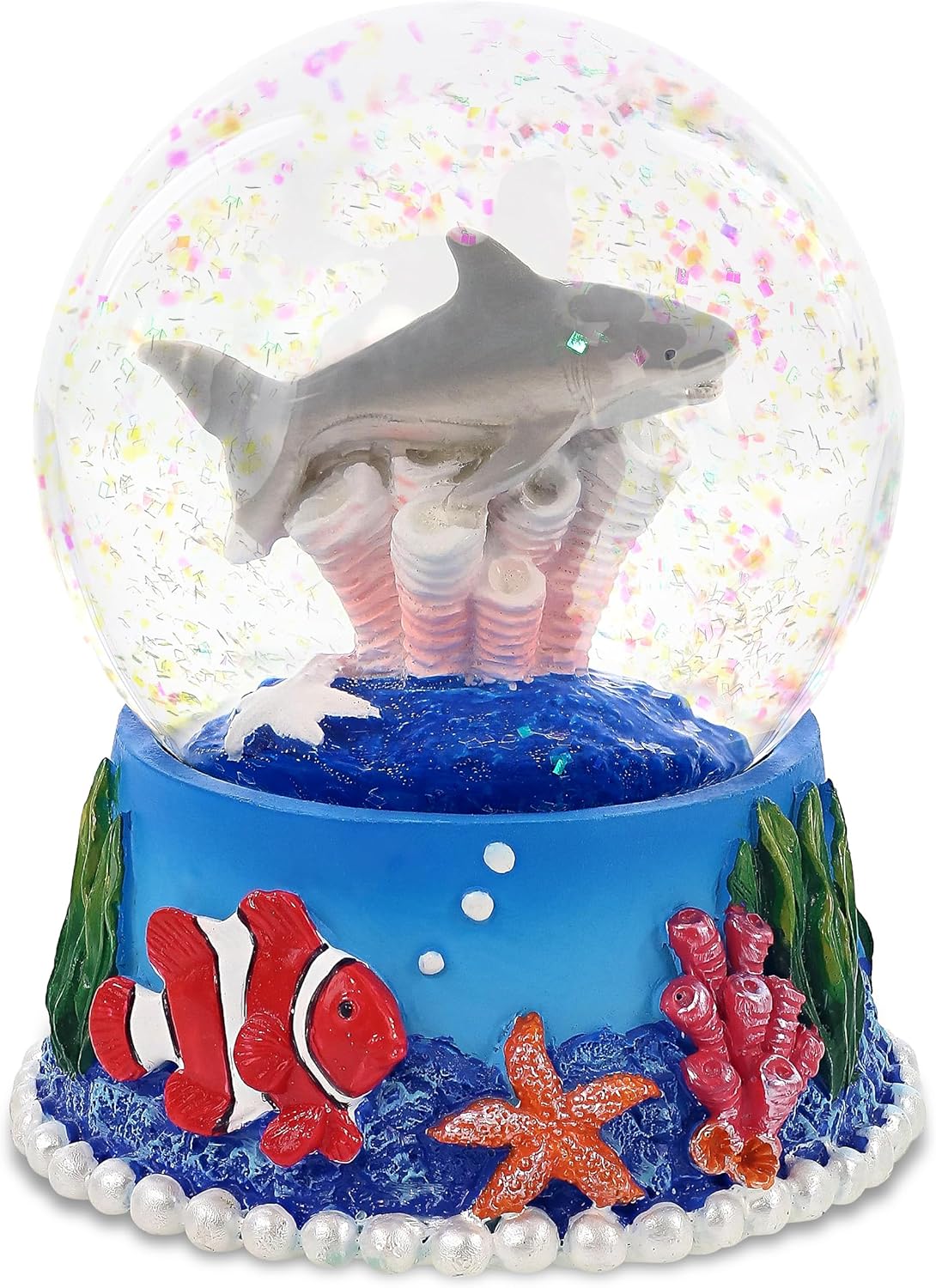 CoTa Global Shark Coral Snow Globe - Pink Glitter Decor 65mm