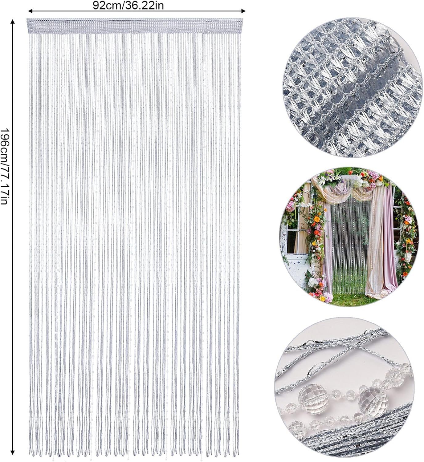 Ejoyous Beaded Curtain with Crystal Beads and Tassels