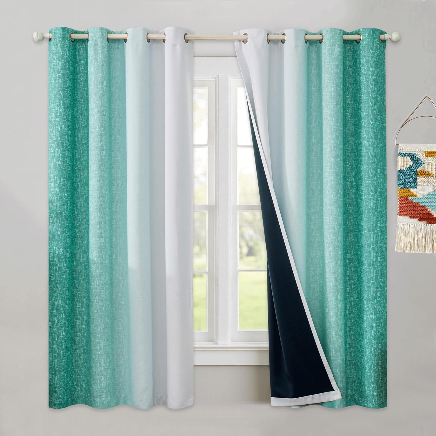 Geomoroccan Ombre Blackout Curtain Panels 63 Inch 52x63 2 Set