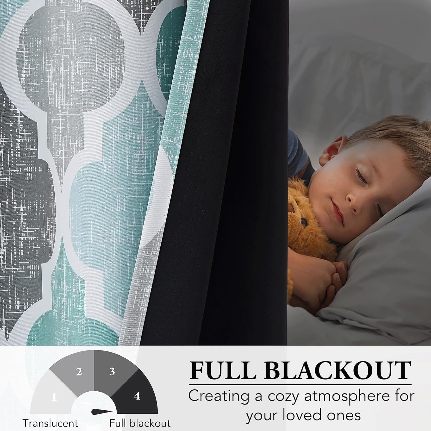 Beauoop Blackout Curtains 50x63 2 Panels Aqua Grey