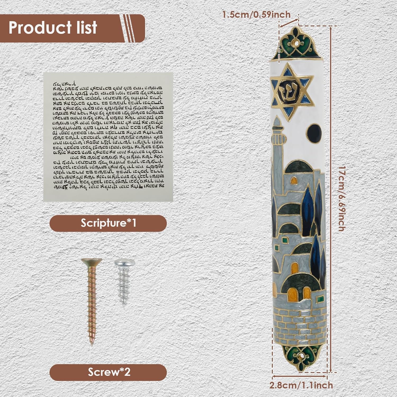Hand Painted Mezuzah Zinc Alloy Enamel Decorative Mezuzah Colorful