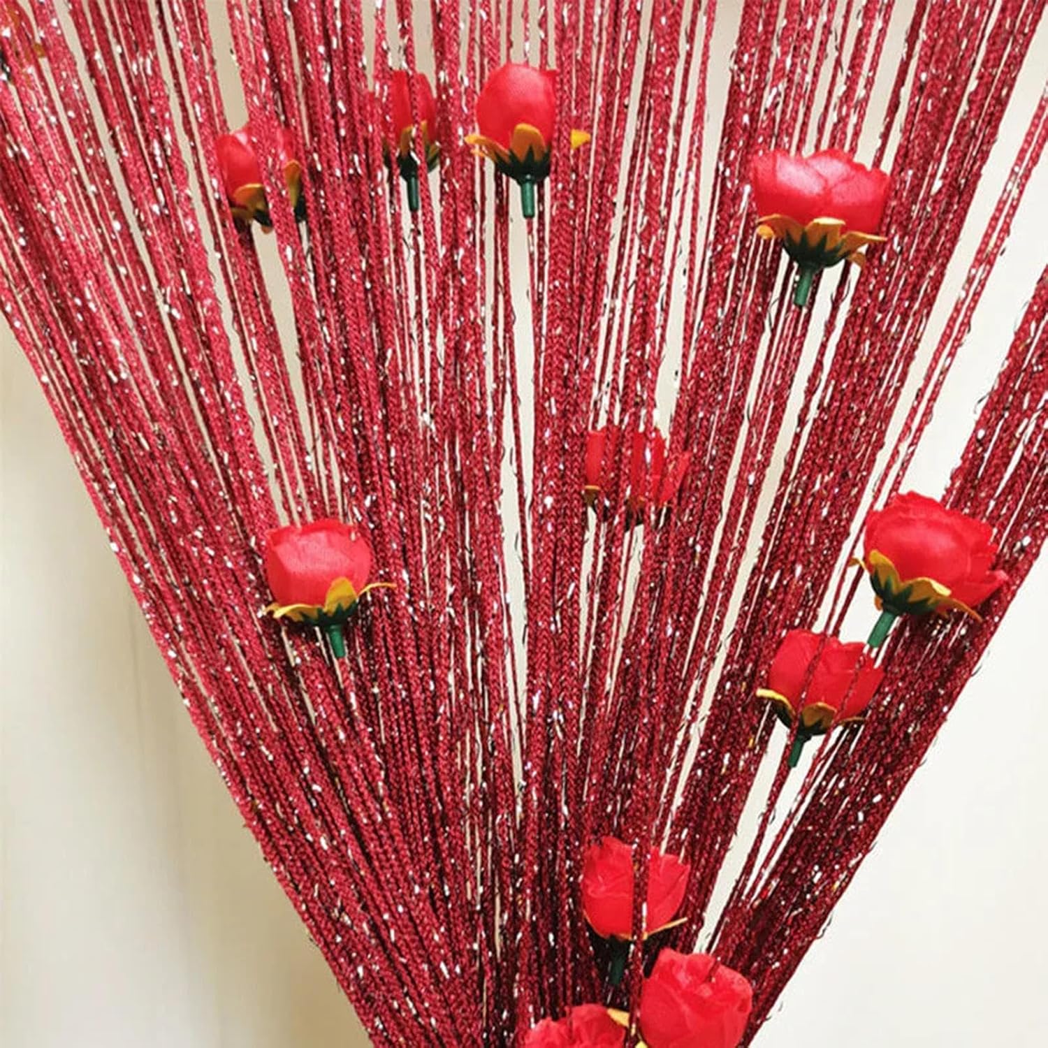 Rose Thread Door Curtain 39x79 Inch Decorative Tassel Curtain