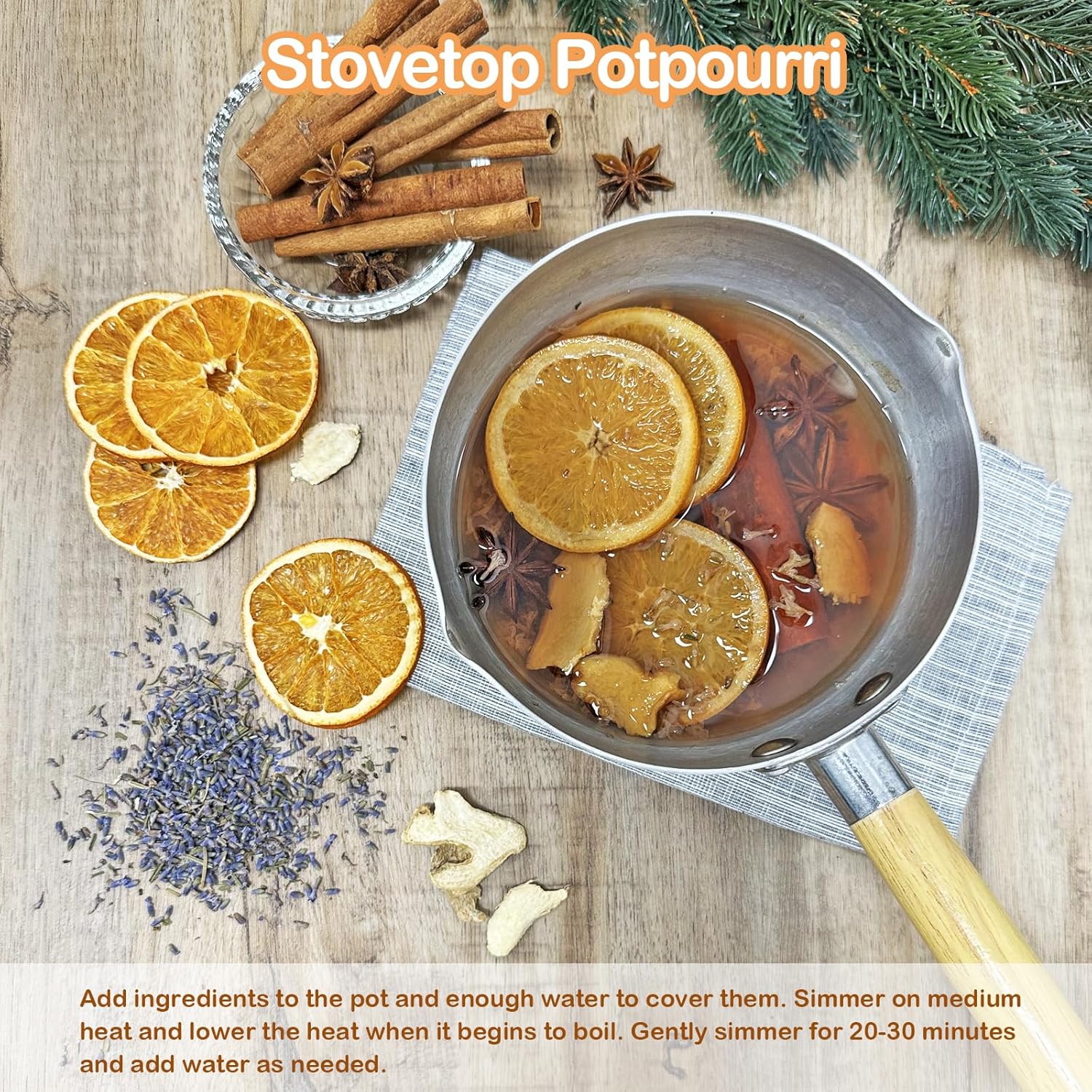 Cozy Nights Stovetop Potpourri with Cinnamon Ginger Lavender Anise Star and Orange